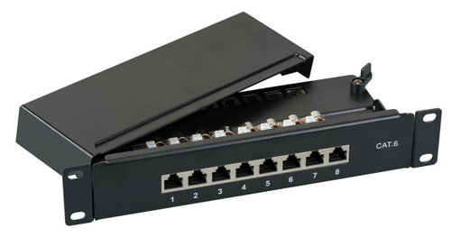 MINI-PATCHPANEL STP 8XRJ45 CAT - .6 10 INCH 1HE RAL9005 SCHWARZ
