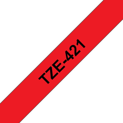 TZE-421 LAMINATED TAPE 9MM 8M - BLACK ON RED