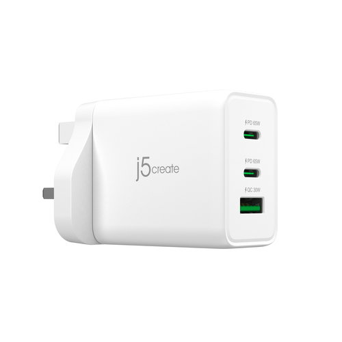 65W GAN USB-C 3-PORT CHARGER - UK WHITE