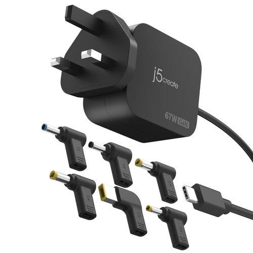 67W GAN PD USB-C MINI CHARGER - UK PLUG 6 TYPES OF DC CONNECTOR
