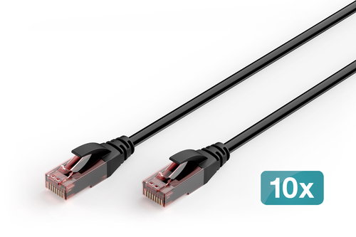 CAT6 U-UTP OUTDOOR 10X 1M BLACK - KU PE AWG 26/710 PACK