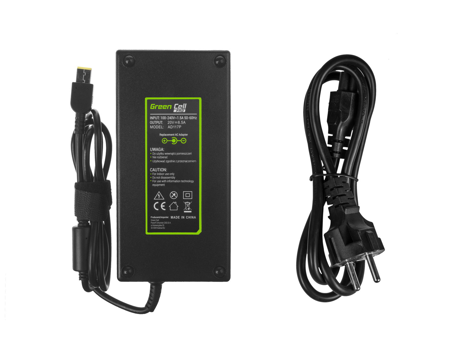 Greencell PRO Laptop Charger for Lenovo ThinkPad P50 P71 20V 8.5A 170W