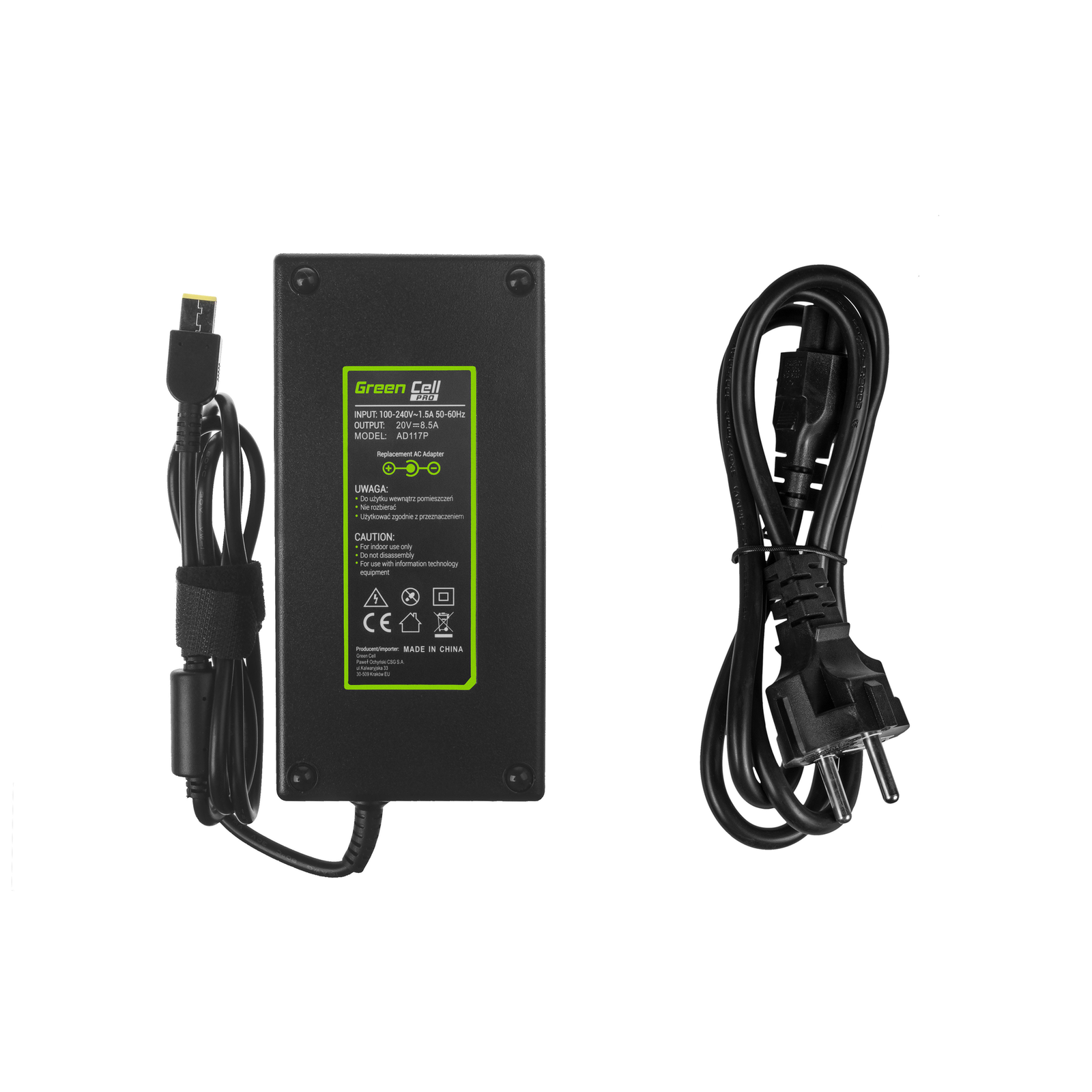 Greencell PRO Laptop Charger for Lenovo ThinkPad P50 P71 20V 8.5A 170W