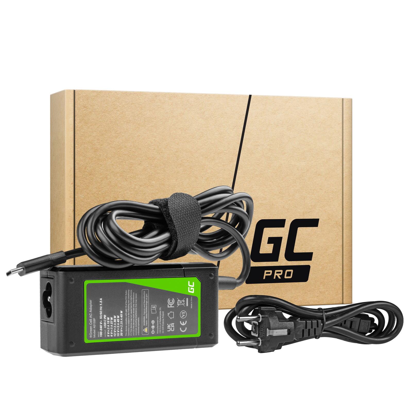 Greencell Universal PRO USB-C Charger for Laptops Tablets & Phones 45W