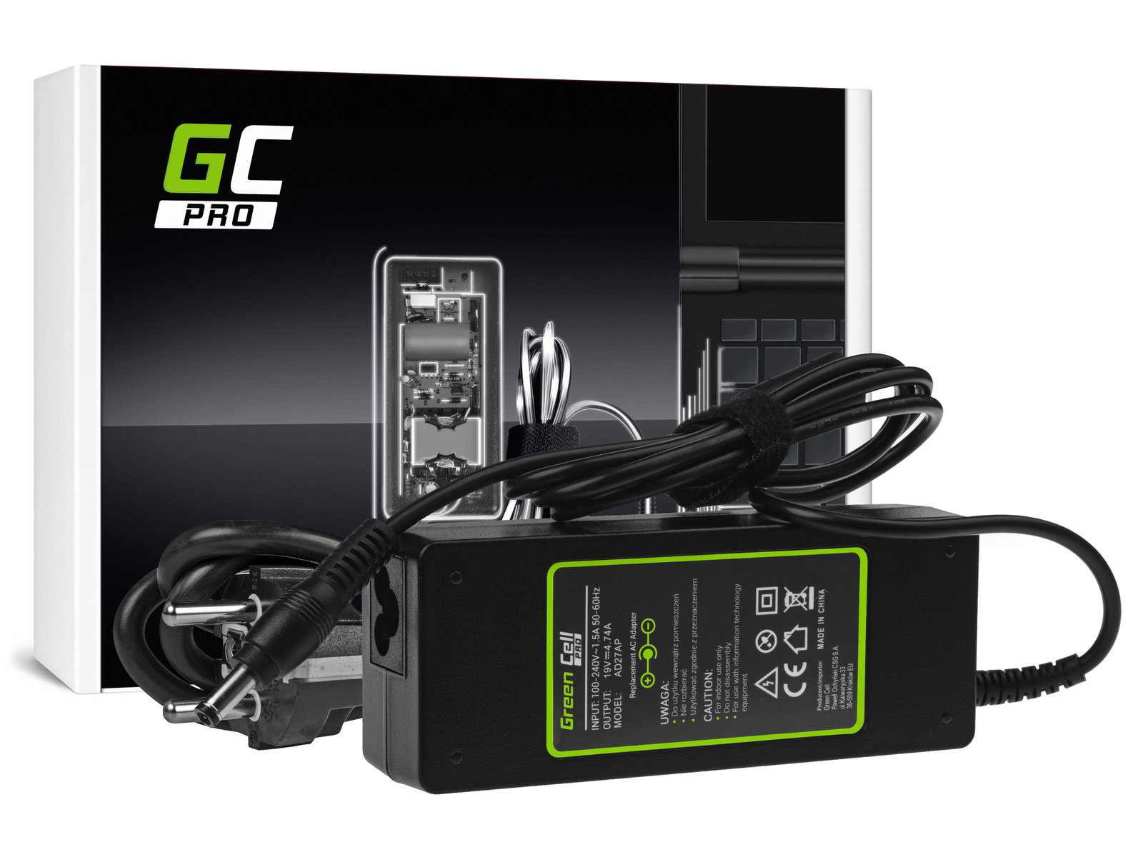 Greencell PRO Laptop Charger for Asus Toshiba Satellite 19V 4.74A 90W