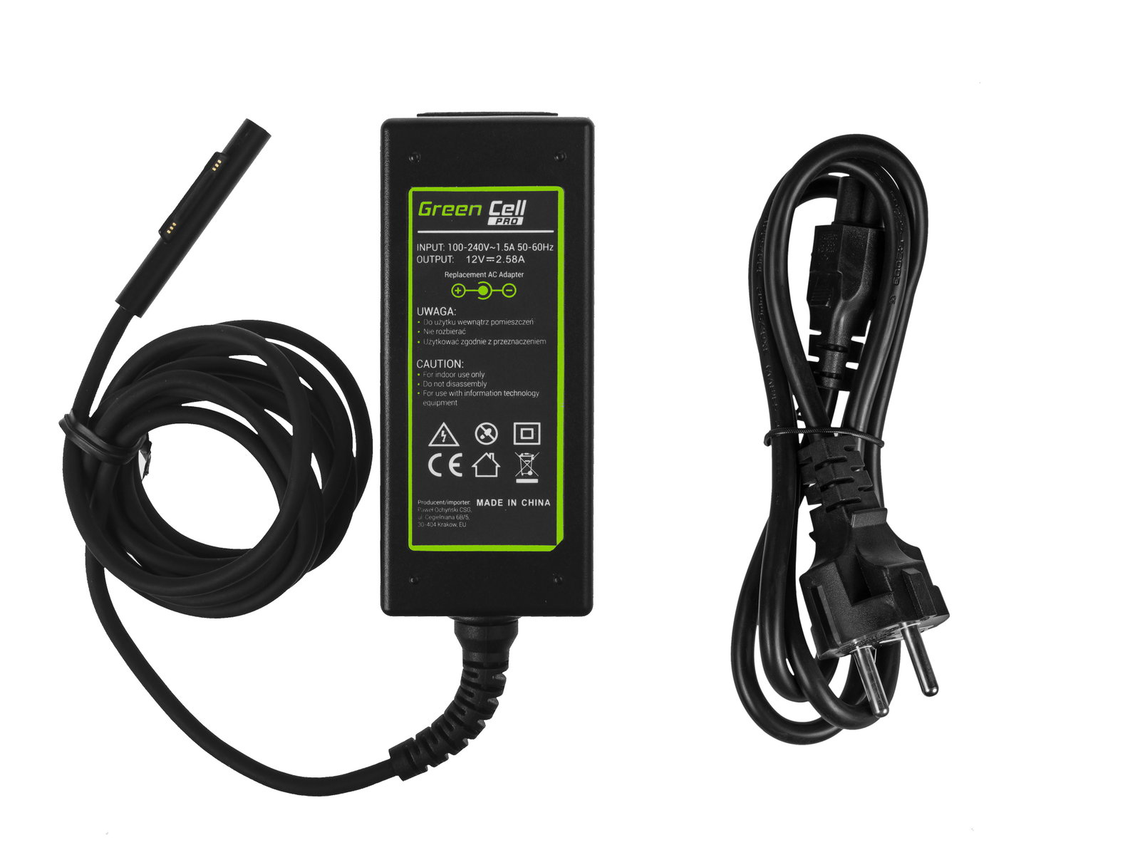 Greencell PRO Laptop Charger for Microsoft Surface Pro 12V 2.58A 36W