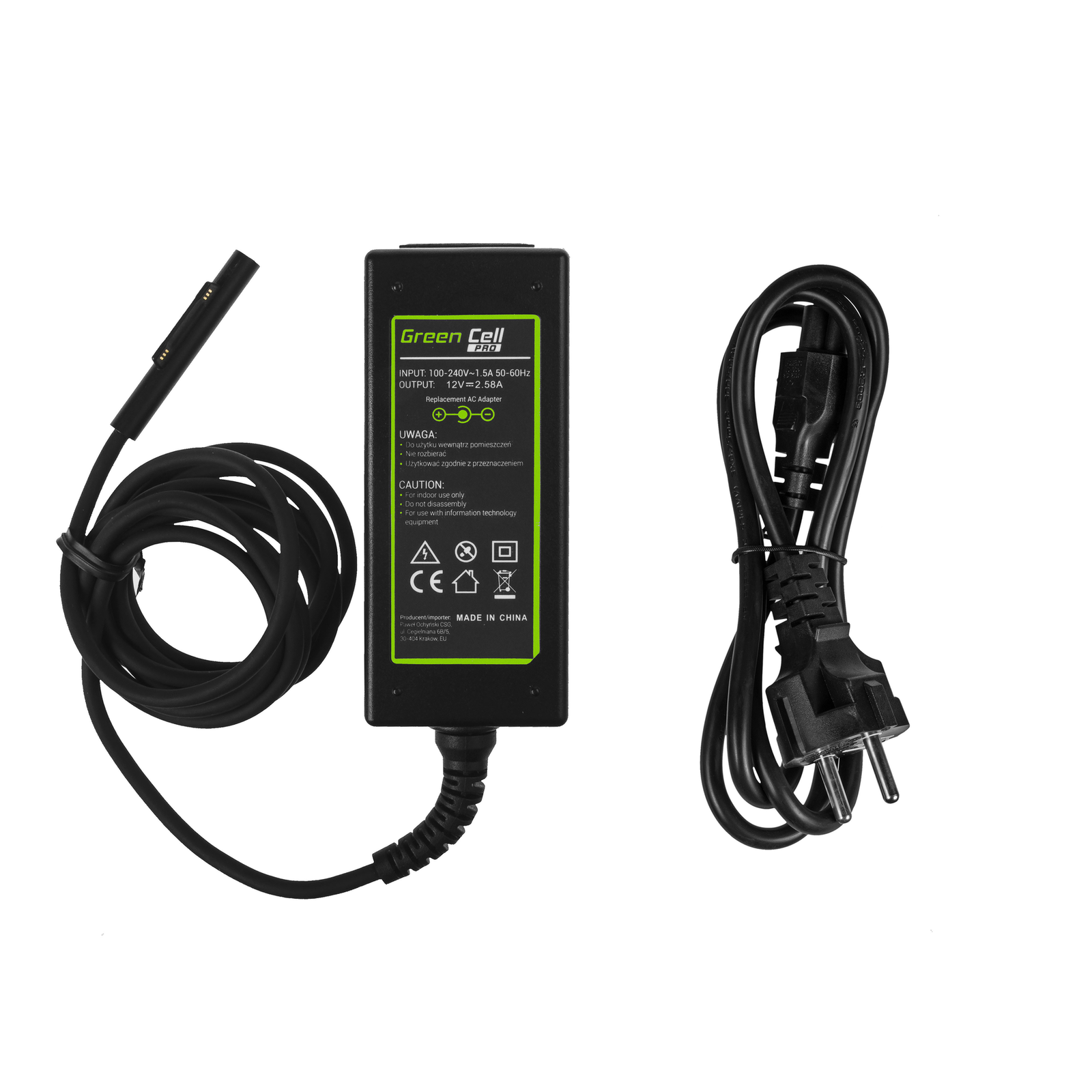 Greencell PRO Laptop Charger for Microsoft Surface Pro 12V 2.58A 36W