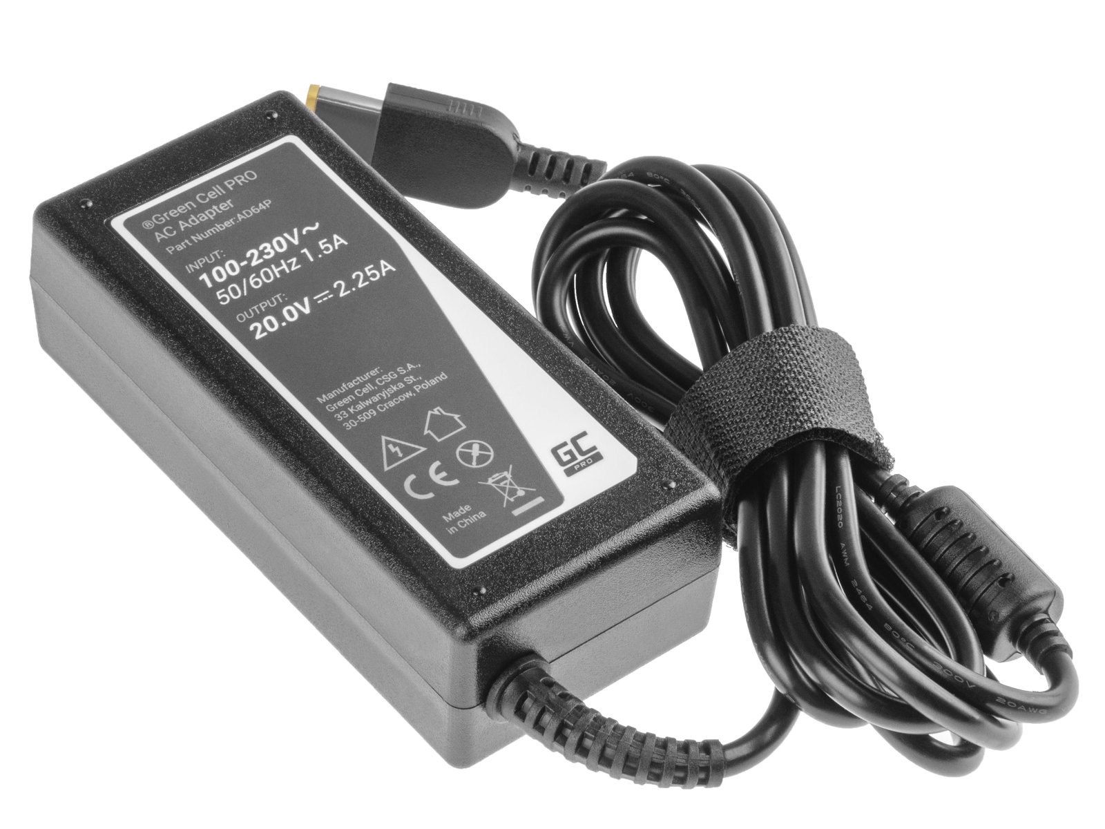 Greencell PRO Laptop Charger for Lenovo G50-Z50 20V 2.25A 45W