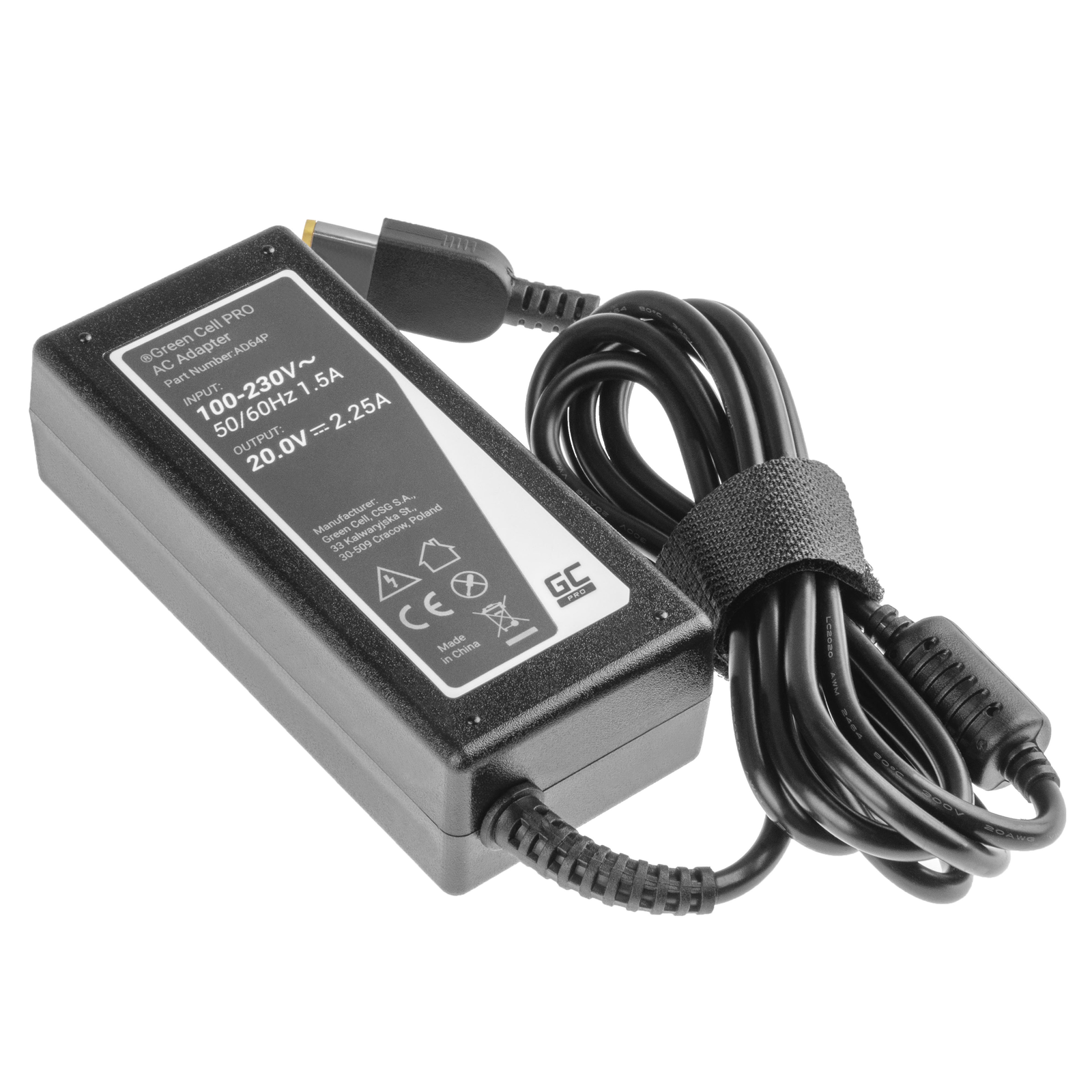 Greencell PRO Laptop Charger for Lenovo G50-Z50 20V 2.25A 45W