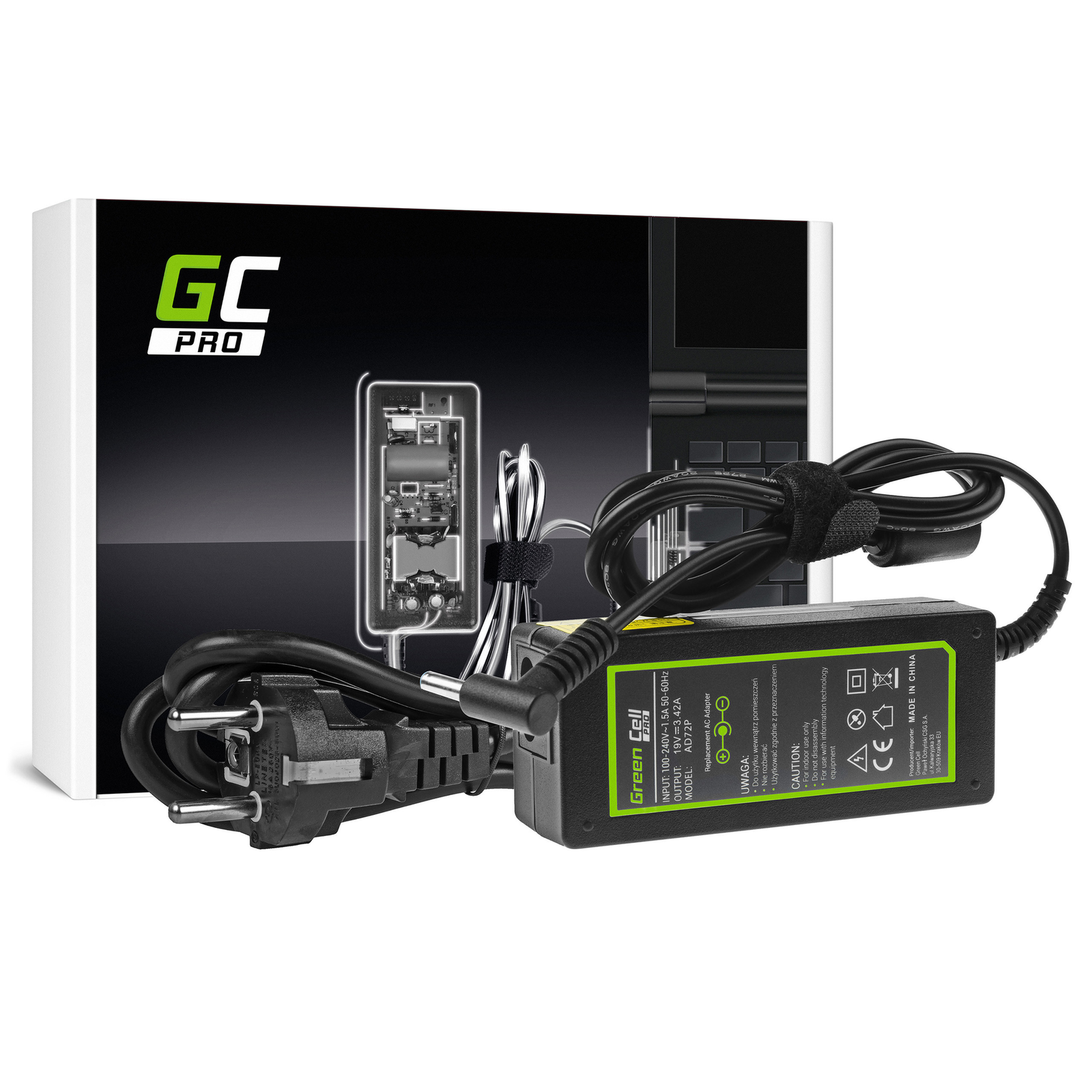Greencell PRO Laptop Charger for AsusPro BU400 PU551 PU551 19V 3.42A 65W