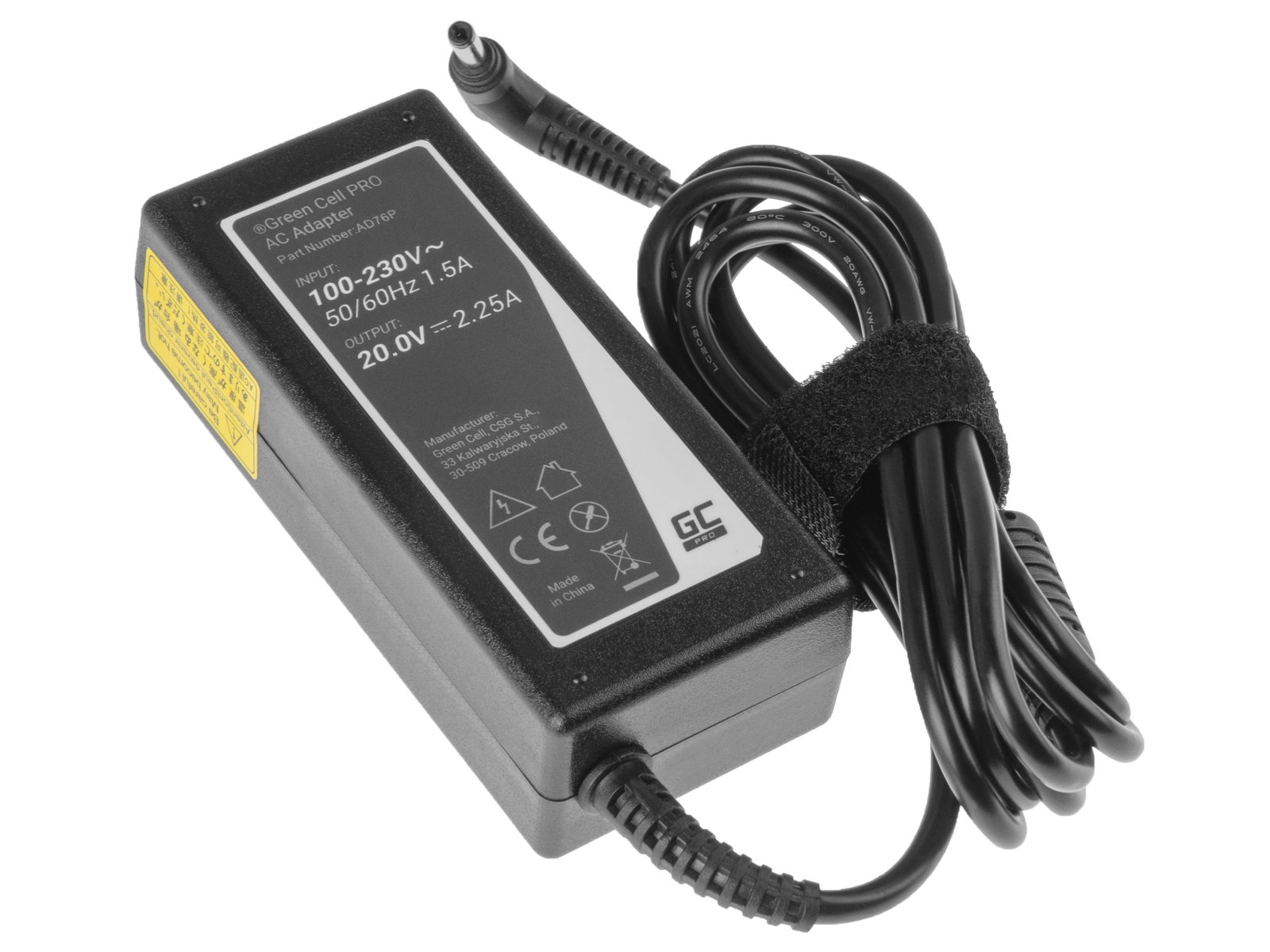 Greencell PRO Laptop Charger for Lenovo IdeaPad 100 Yoga 20V 2.25A 45W