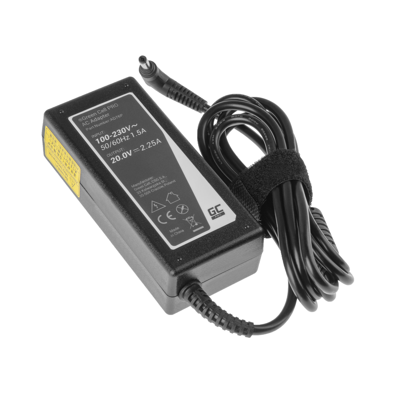 Greencell PRO Laptop Charger for Lenovo IdeaPad 100 Yoga 20V 2.25A 45W