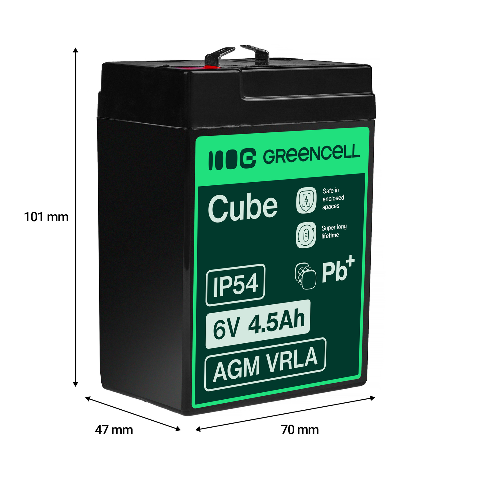 Greencell AGM Battery Lead Acid VRLA 6V 4.5Ah