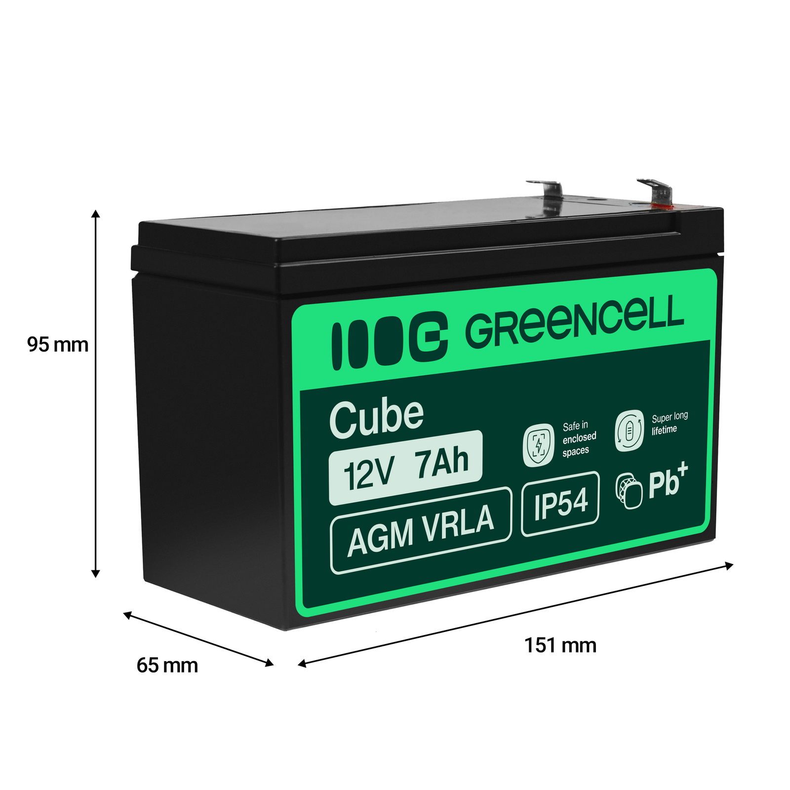 Greencell AGM Battery Lead Acid VRLA 12V 7Ah
