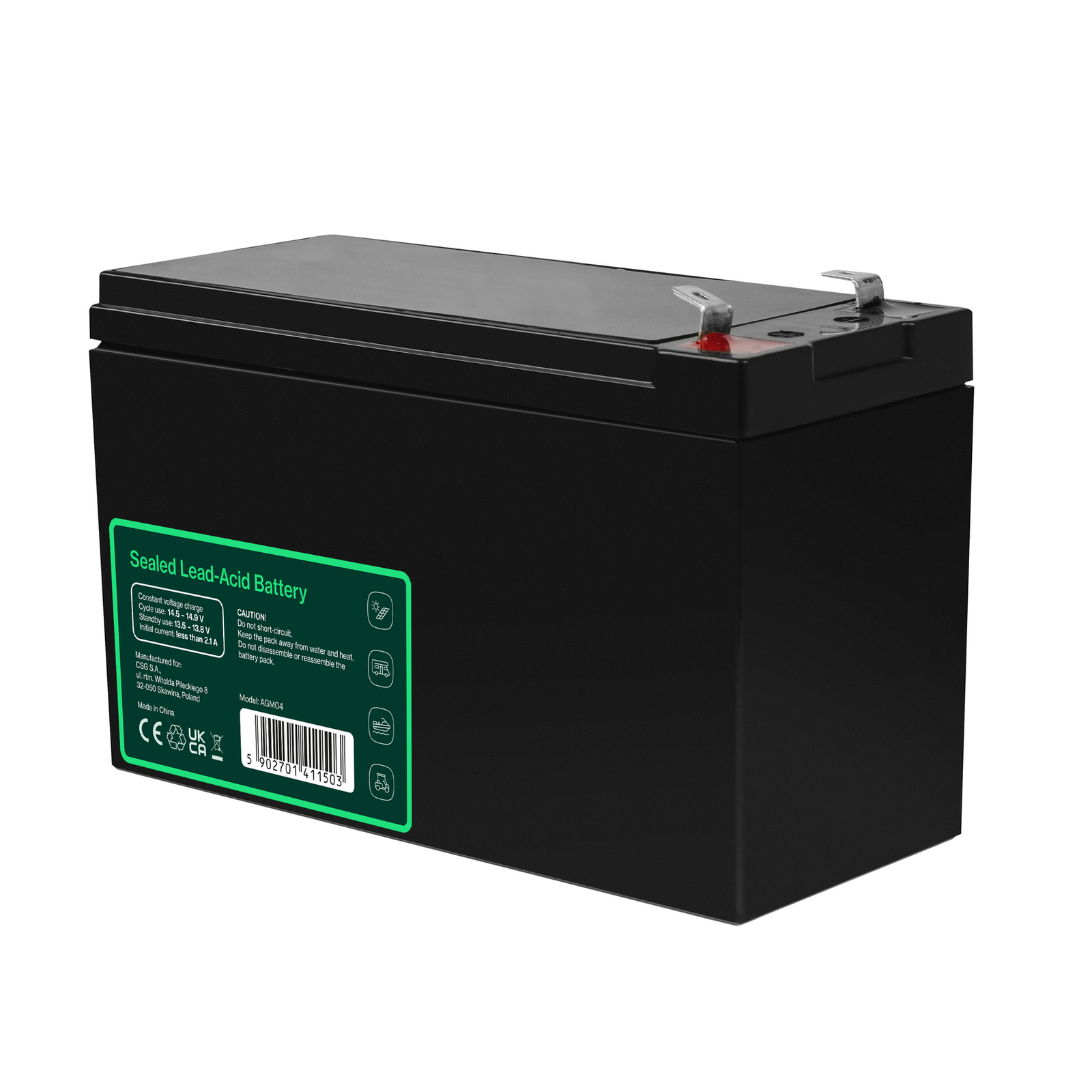 Greencell AGM Battery Lead Acid VRLA 12V 7Ah