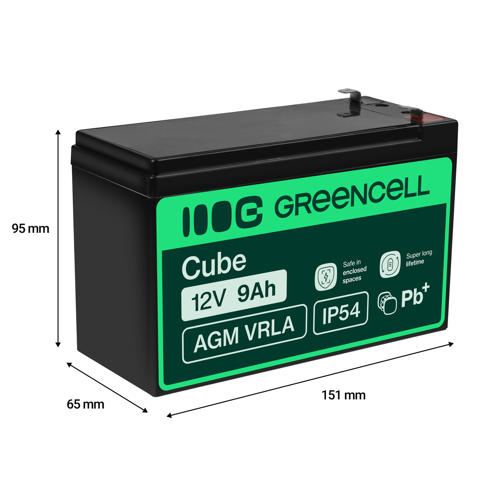 Greencell AGM Battery Lead Acid VRLA 12V 9Ah