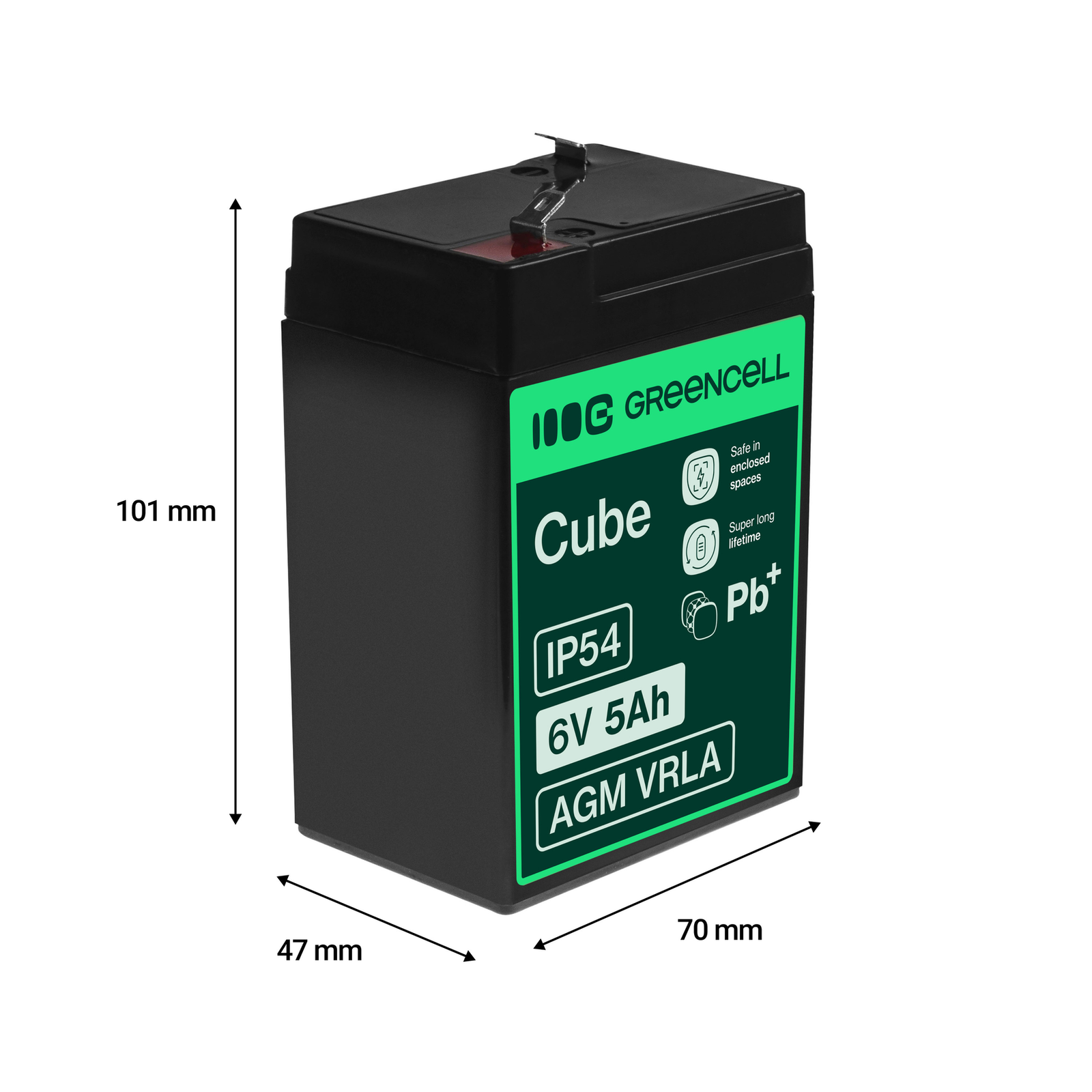 Greencell AGM Battery Lead Acid VRLA 6V 5Ah