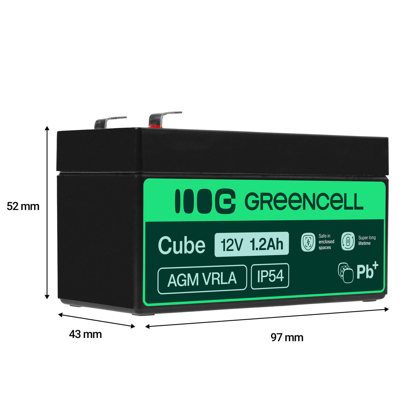 Greencell AGM Battery Lead Acid VRLA 12V 1.2Ah