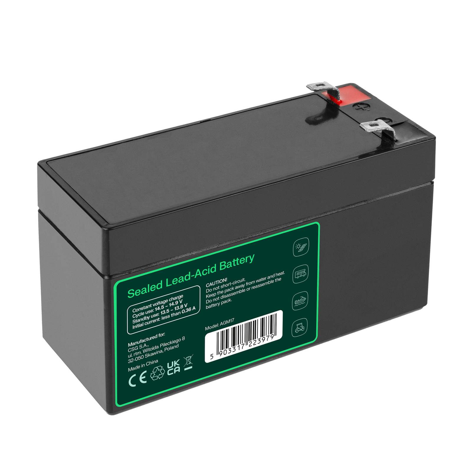 Greencell AGM Battery Lead Acid VRLA 12V 1.2Ah