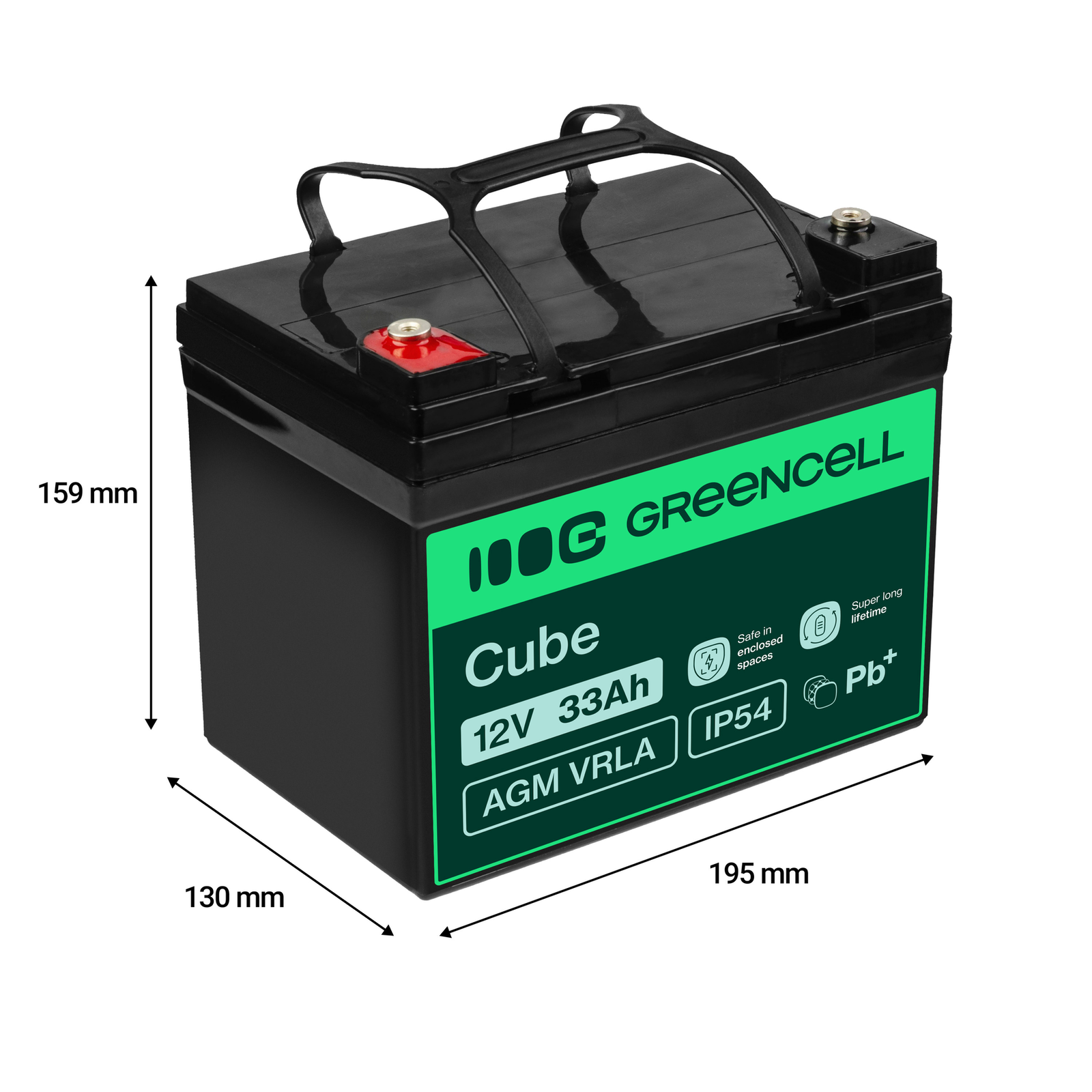 Greencell AGM Battery Lead Acid VRLA 12V 33Ah