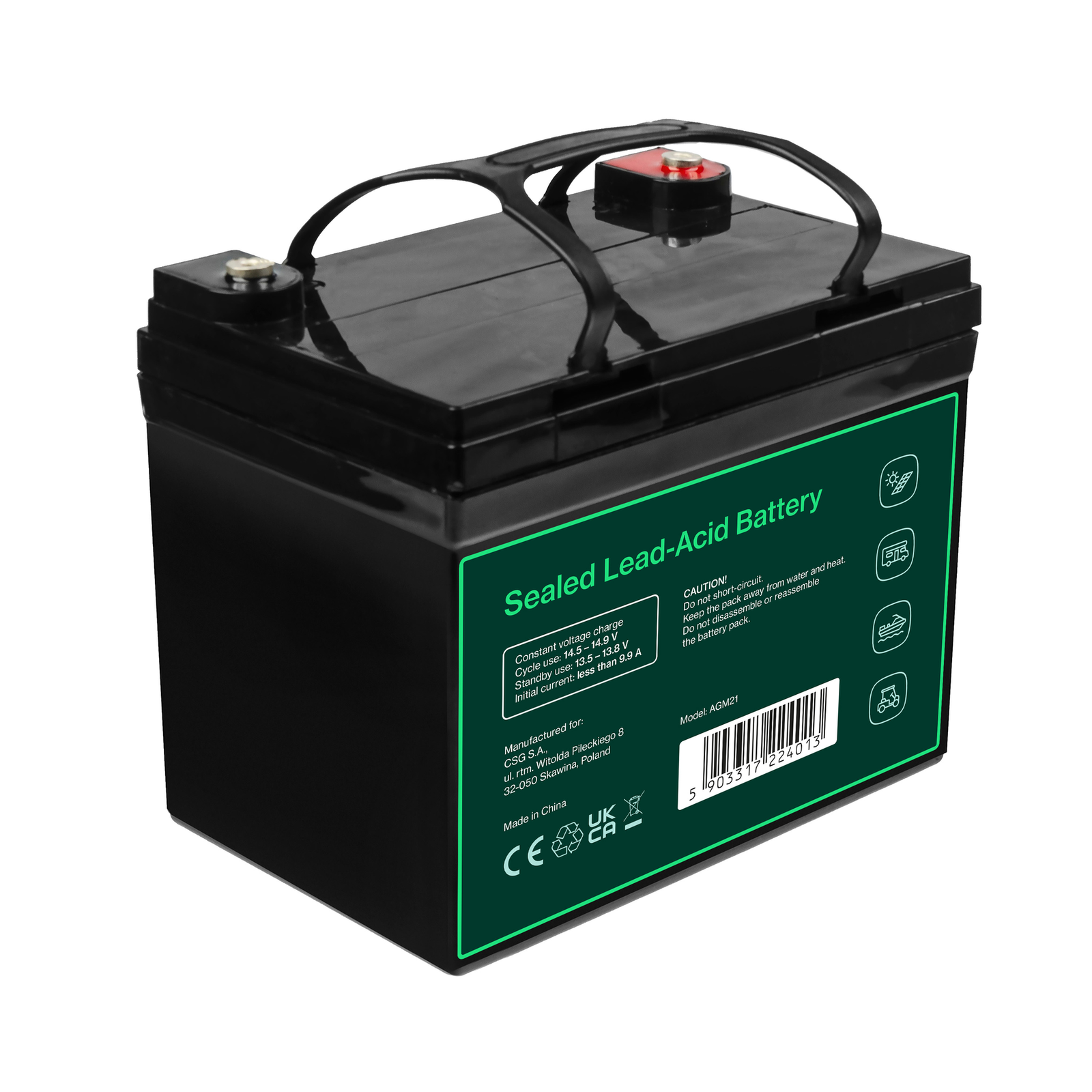 Greencell AGM Battery Lead Acid VRLA 12V 33Ah