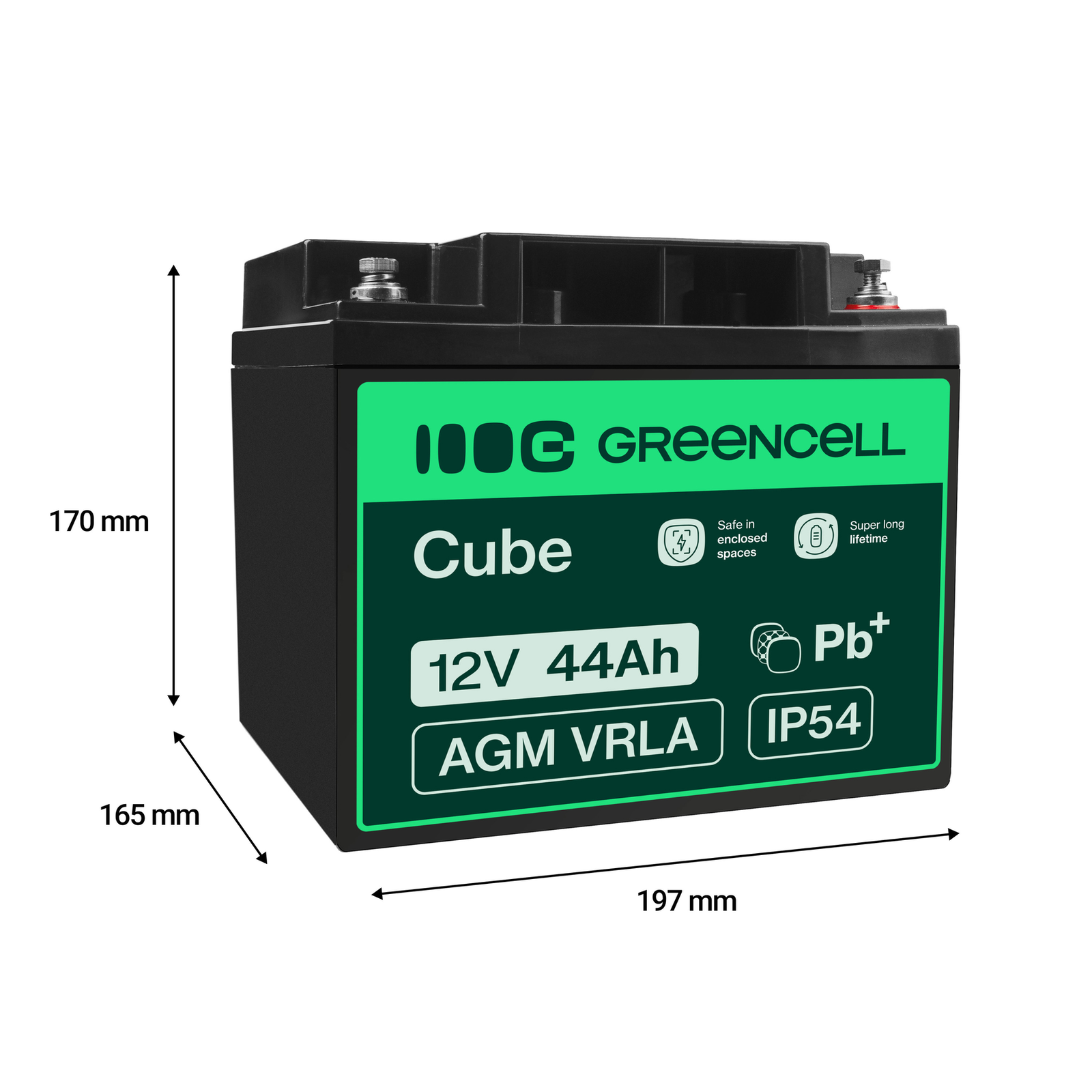 Greencell AGM Battery Lead Acid VRLA 12V 44Ah