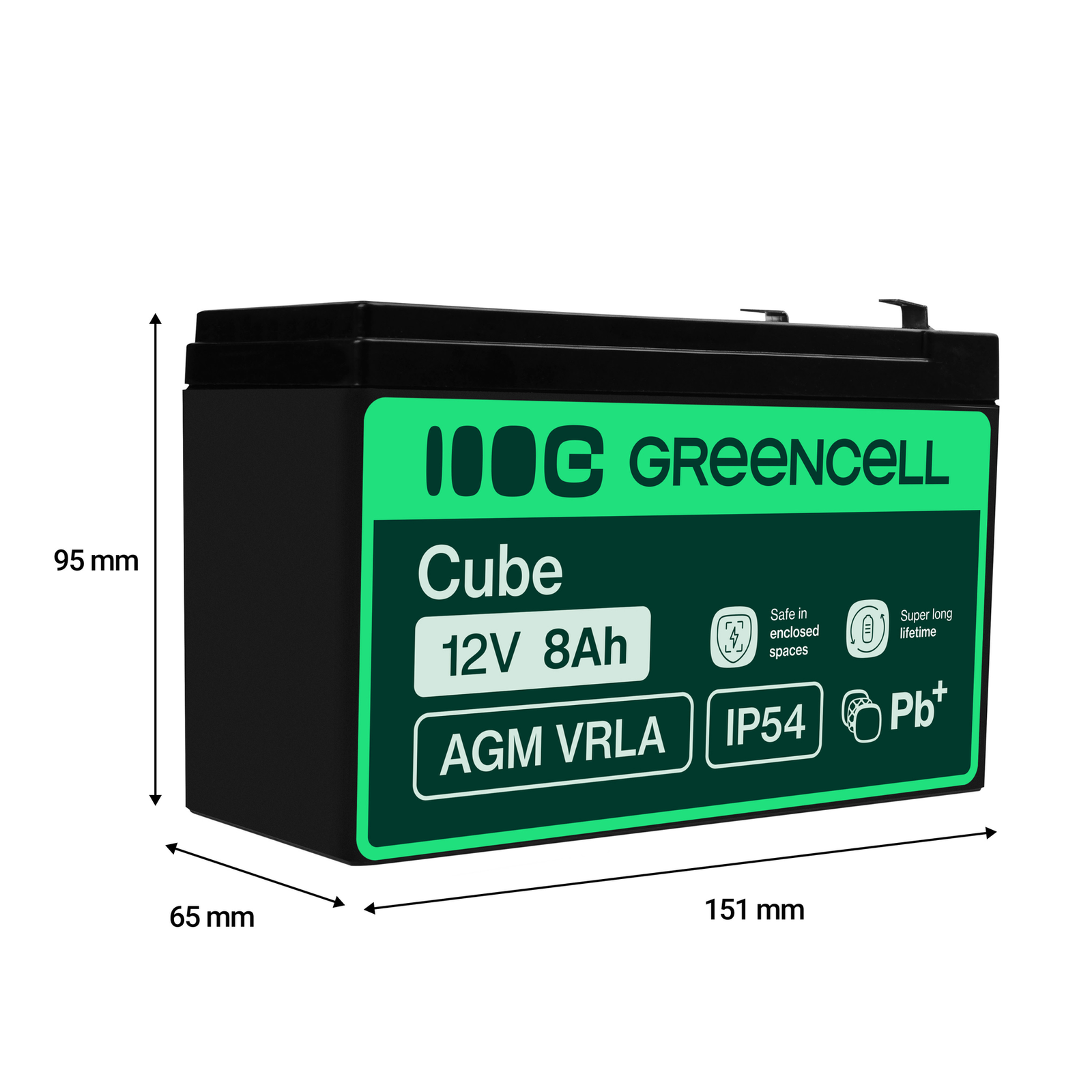 Greencell AGM Battery Lead Acid VRLA 12V 8Ah