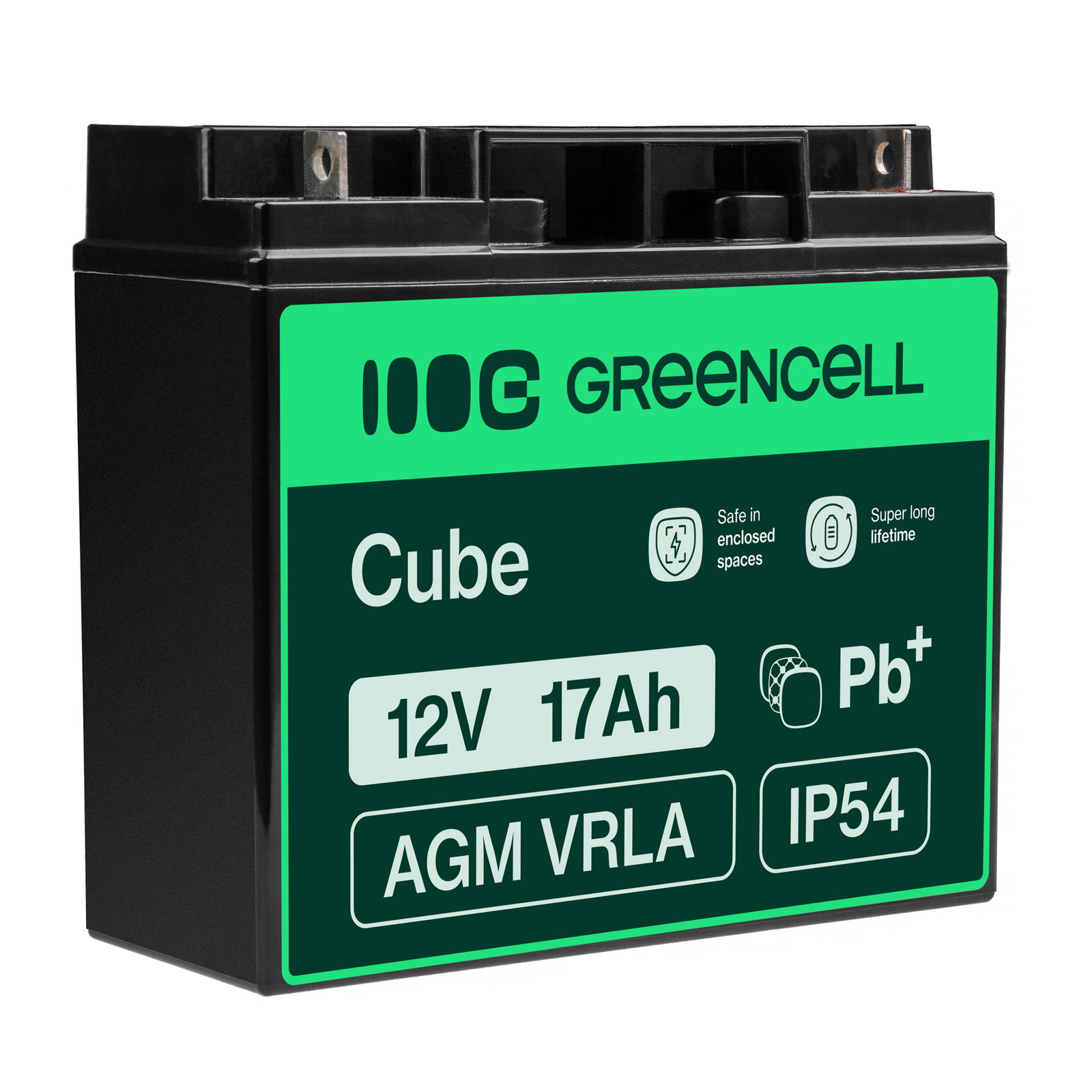 Greencell AGM Battery Lead Acid VRLA 12V 17Ah for Motorboats & EV