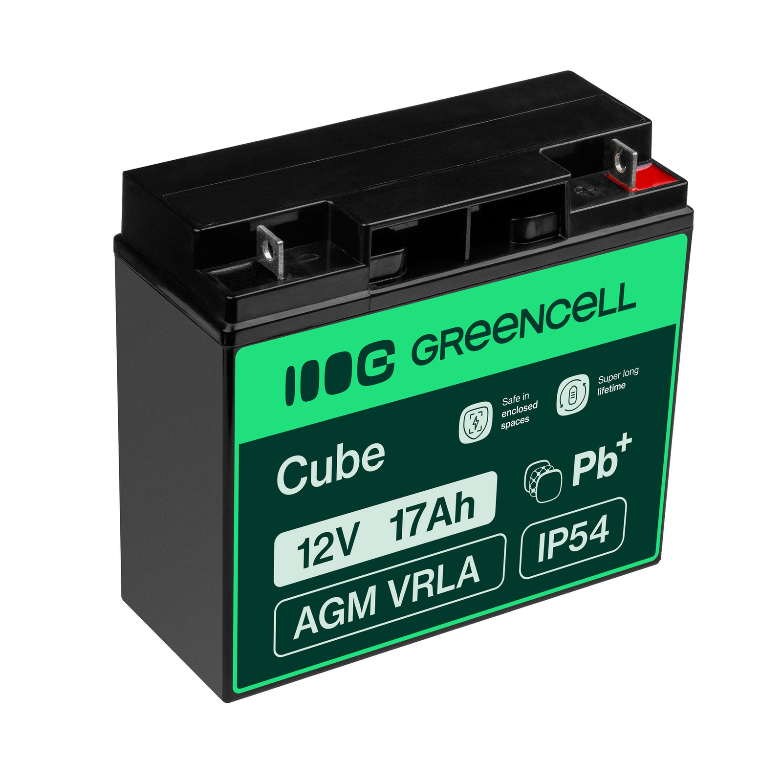 Greencell AGM Battery Lead Acid VRLA 12V 17Ah for Motorboats & EV