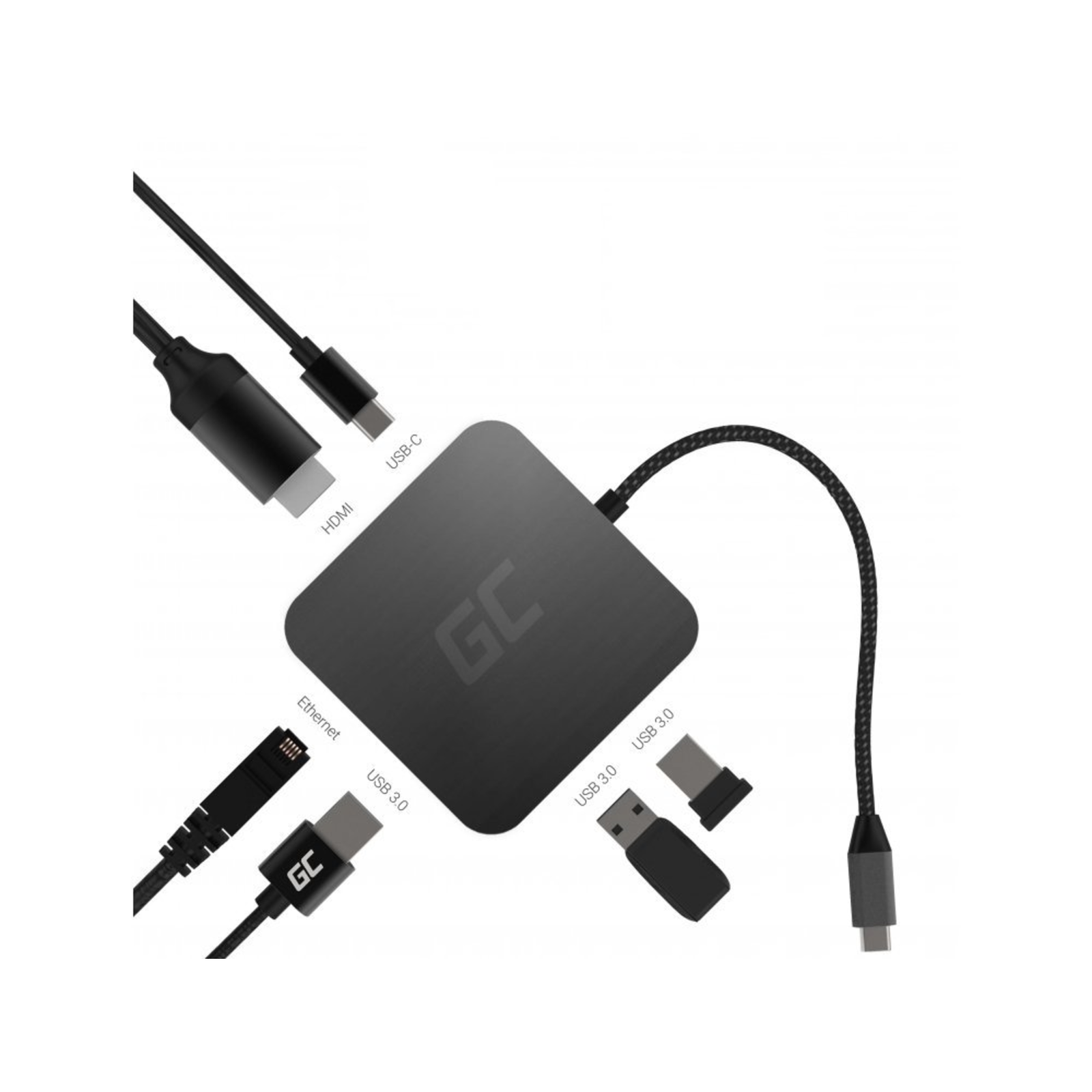 Greencell Dockingstation HUB 6in1 USB-A/C HDMI Lightning RJ45 Quickcharge