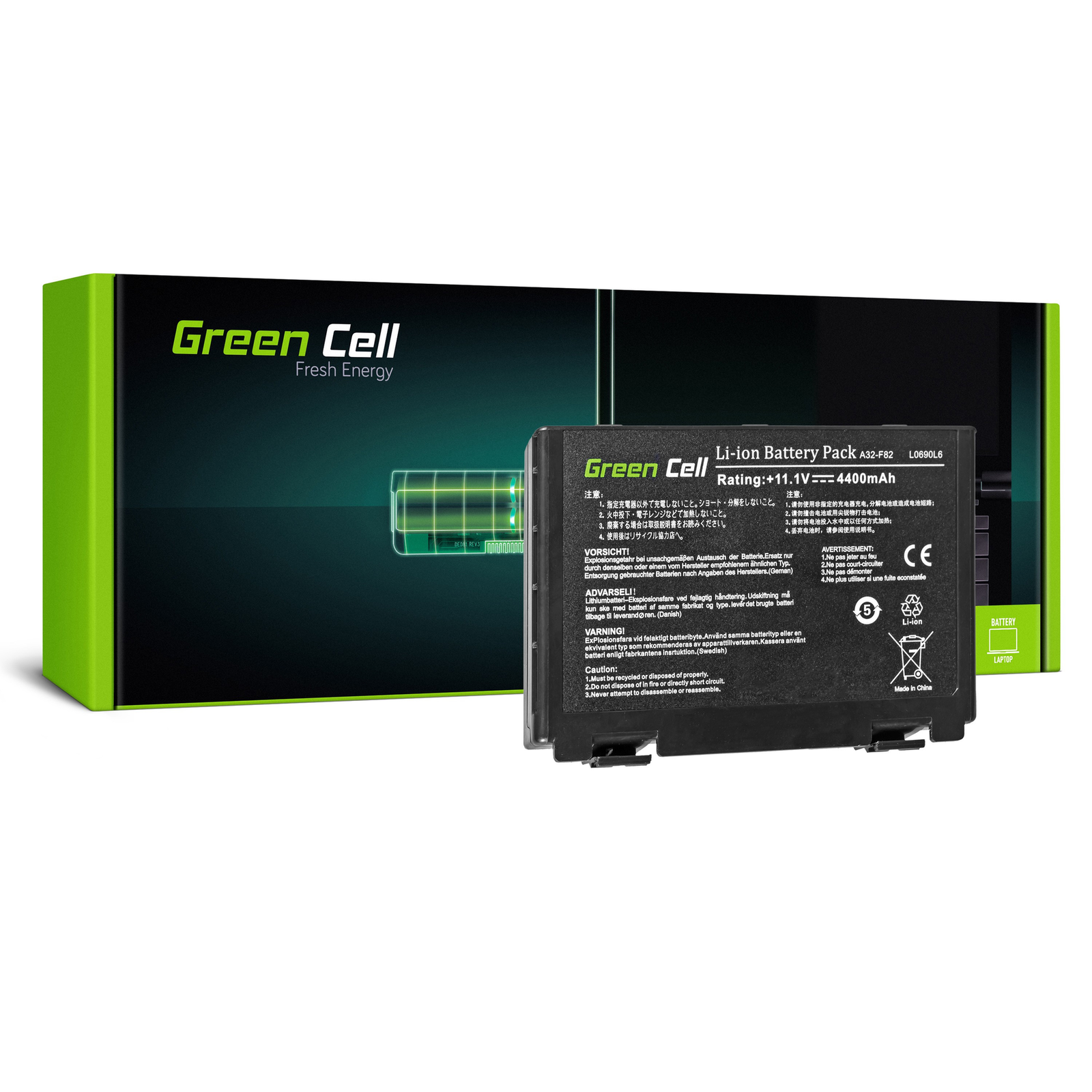 Greencell Laptop Battery for Asus A32 F82 K40 K70 11.1V 4400mAh