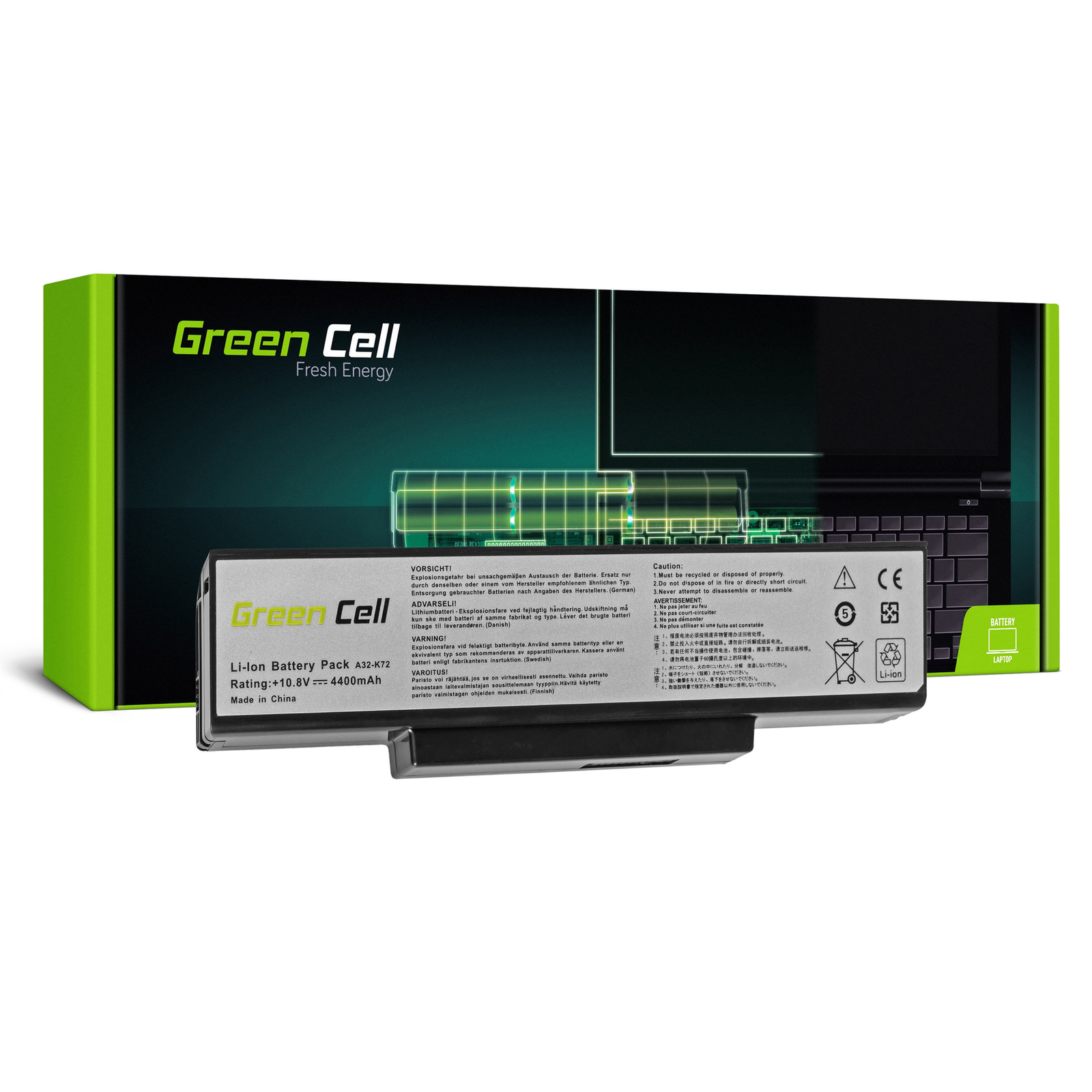Greencell Laptop Battery for Asus A32 K72 11.1V 4400mAh