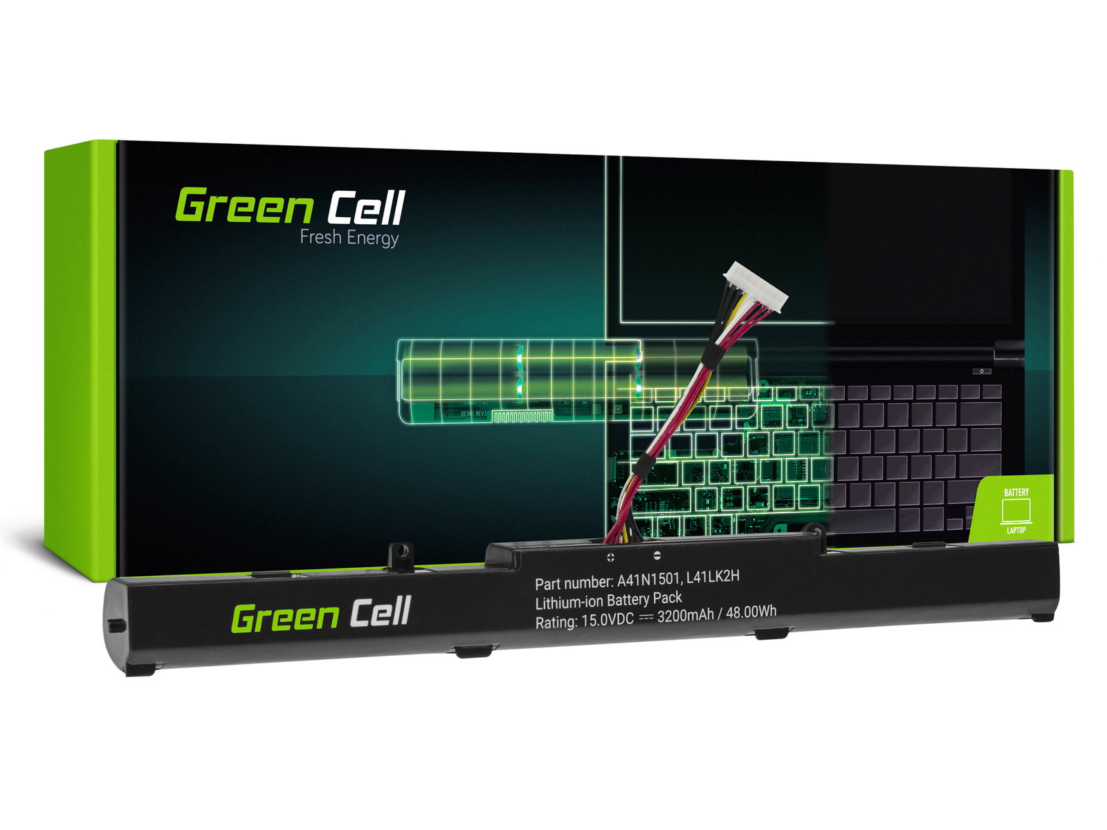 Greencell Laptop Battery A41N1501 for Asus ROG GL752 VivoBook Pro N552 15V 3200mAh
