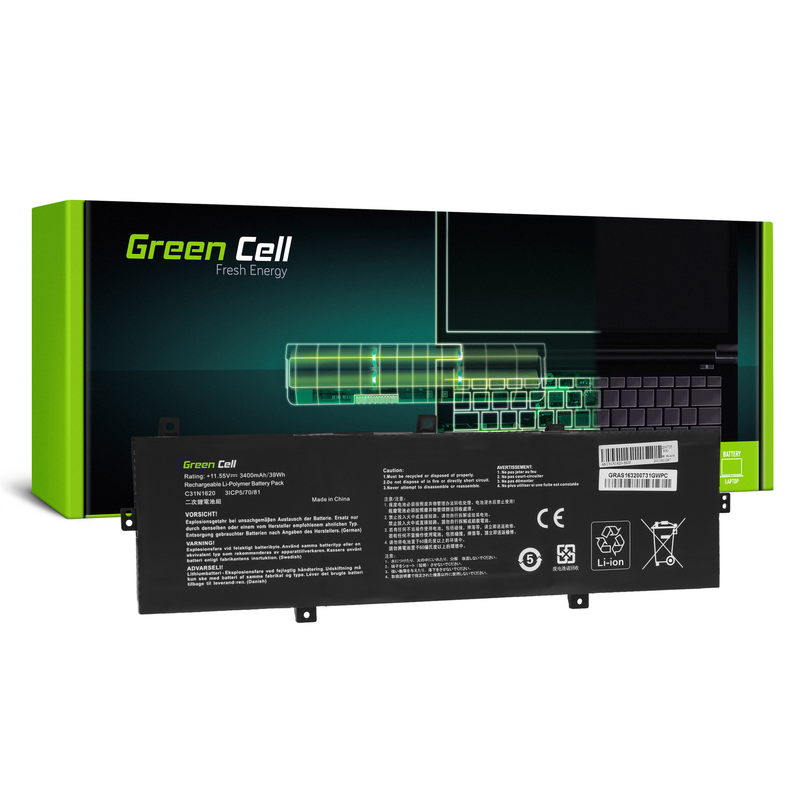 Greencell Laptop Battery for Asus ZenBook 11.55V 3400mAh