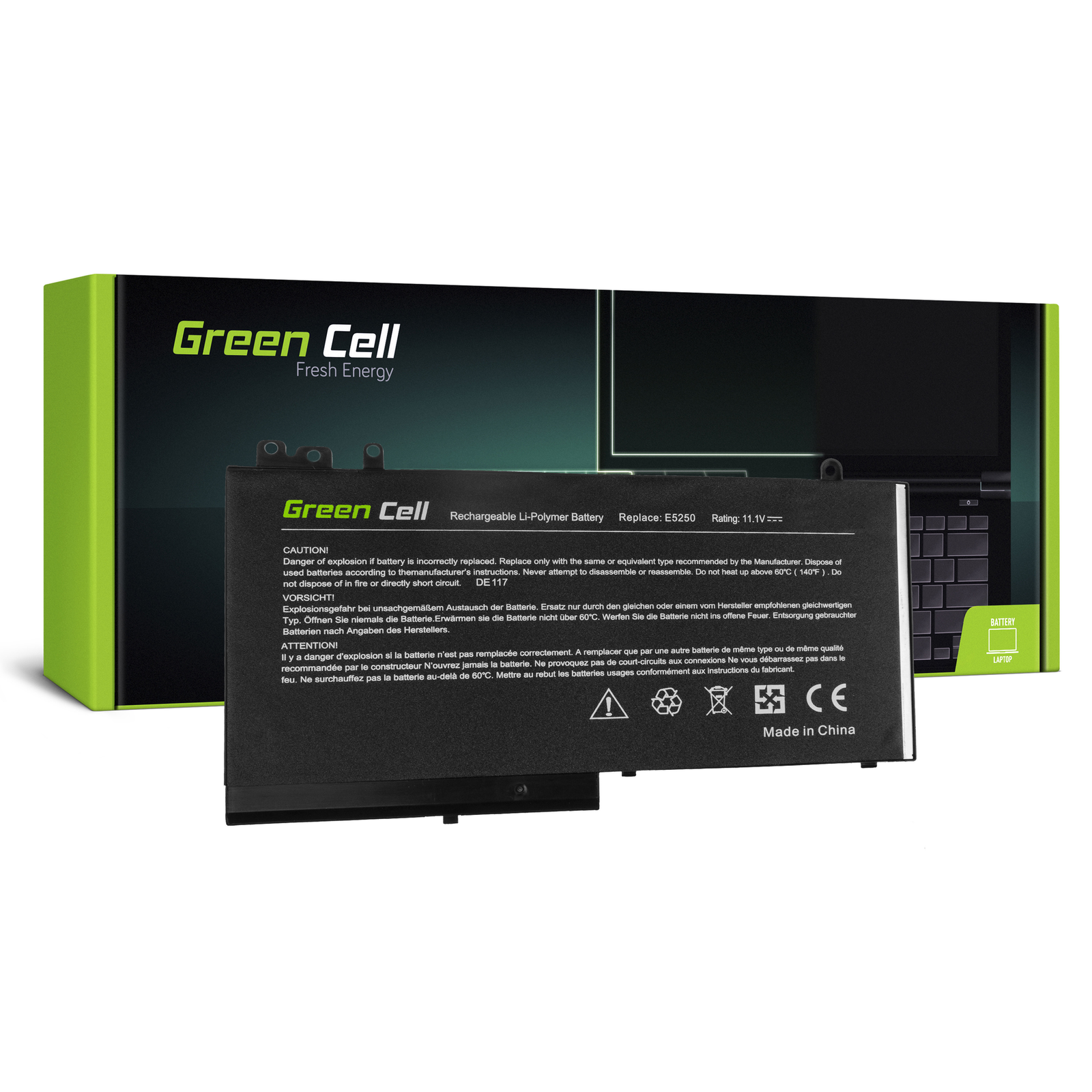 Greencell Laptop Battery for Dell Latitude 3150 3160 E5250 E5270 11.1V 2900mAh