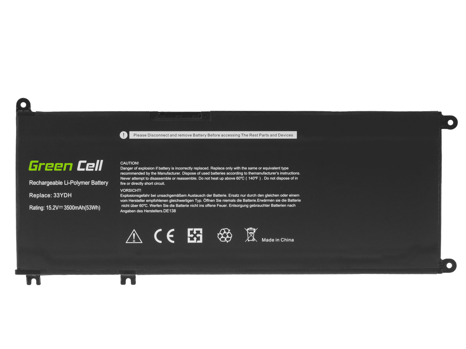 Greencell Laptop Battery 33YDH for Dell Inspiron G3 3579 3779 G5 G7 15.2V 3500mAh