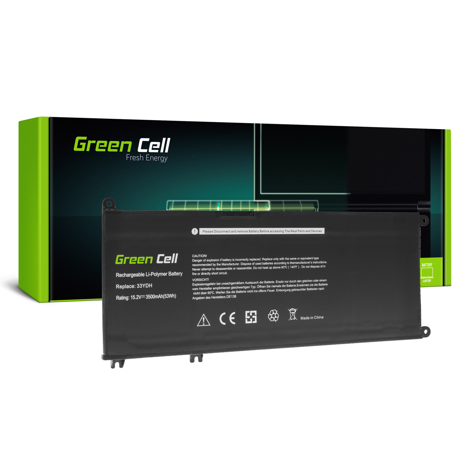 Greencell Laptop Battery 33YDH for Dell Inspiron G3 3579 3779 G5 G7 15.2V 3500mAh