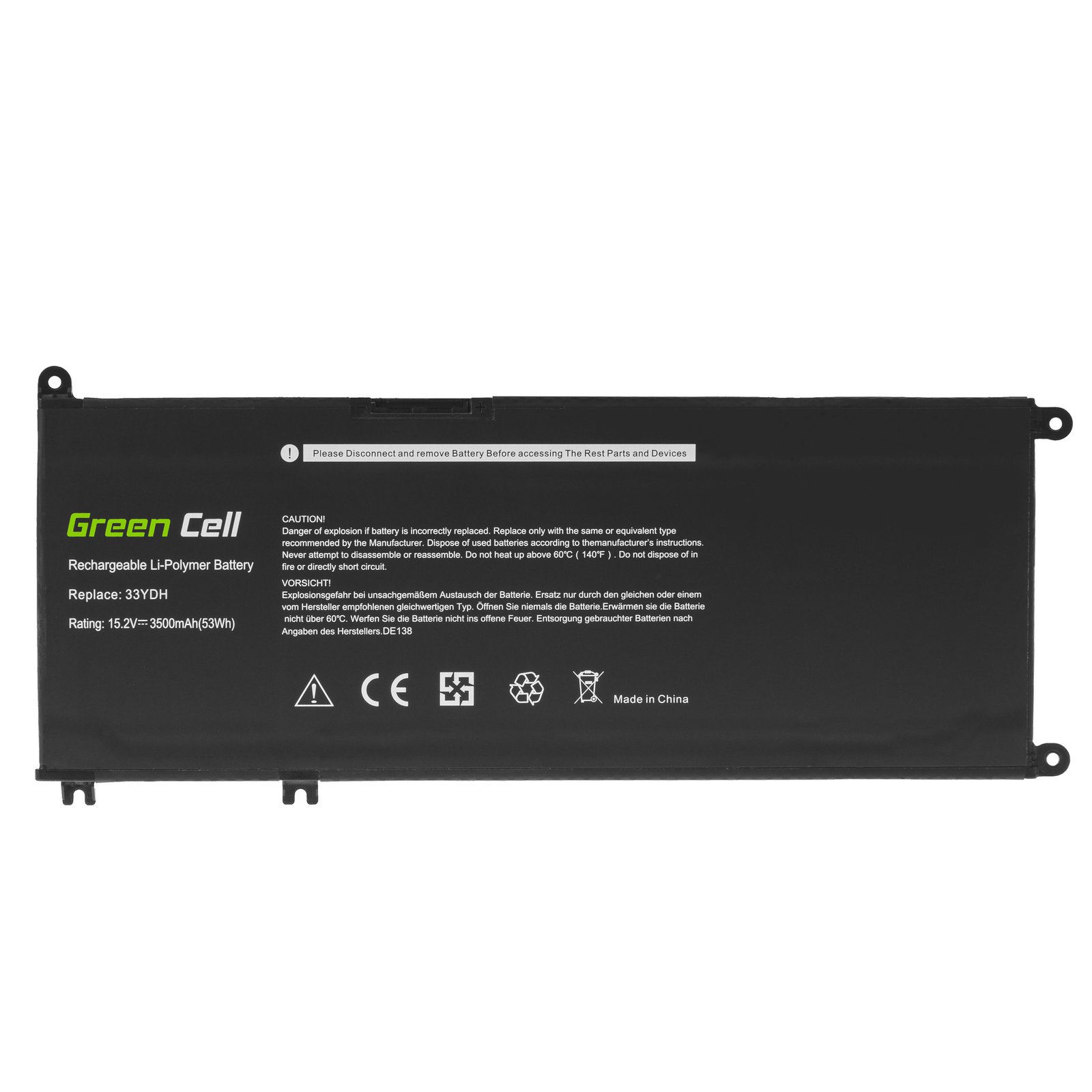 Greencell Laptop Battery 33YDH for Dell Inspiron G3 3579 3779 G5 G7 15.2V 3500mAh