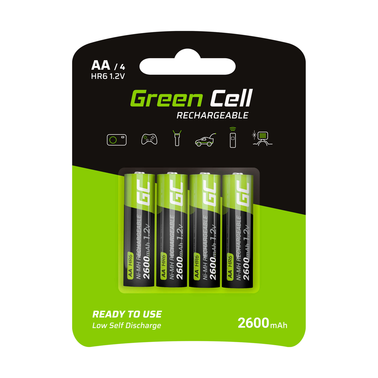 Greencell 4x AA Batteries Rechargeable HR6 2600mAh