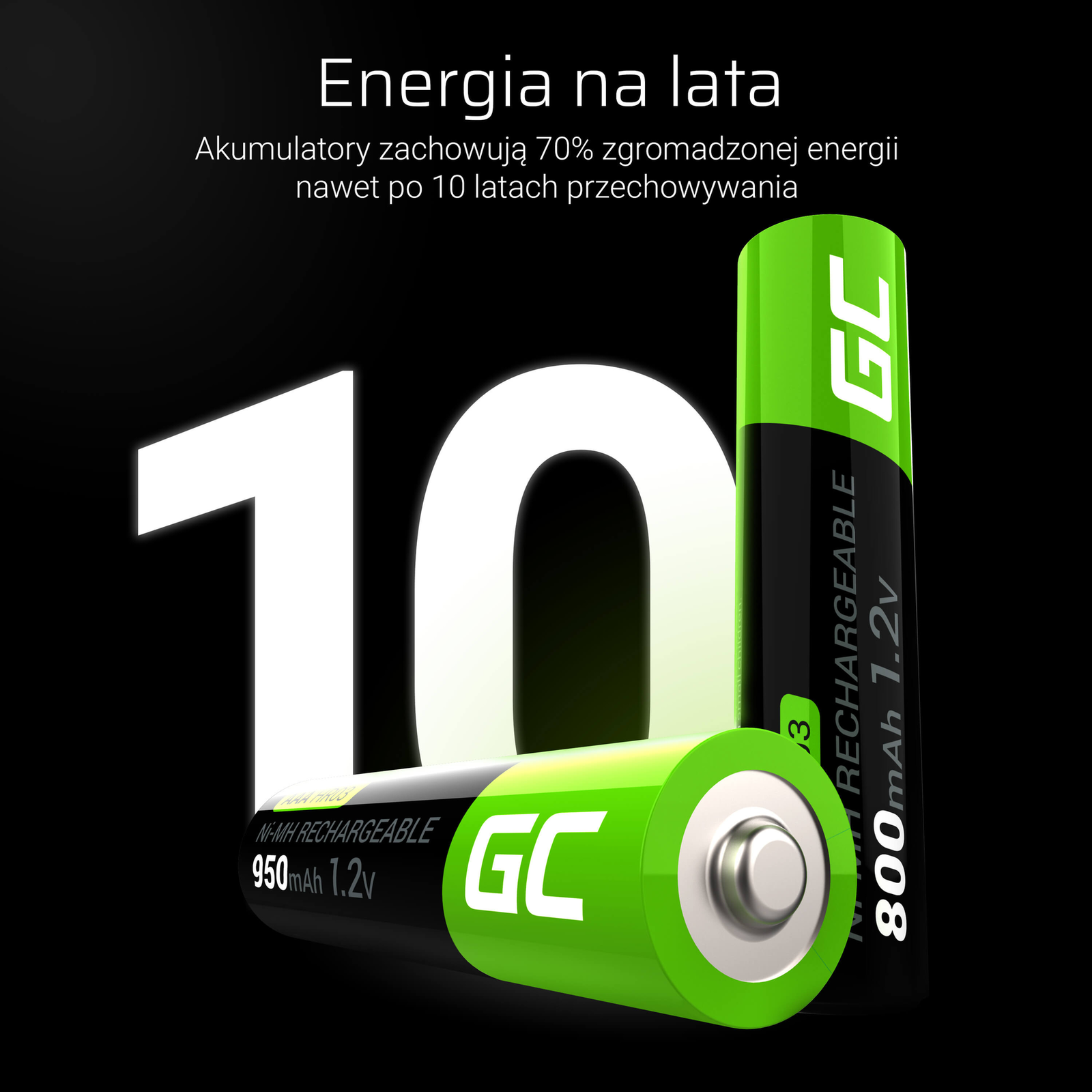 Greencell 2x AAA Batteries Rechargeable HR03 800mAh