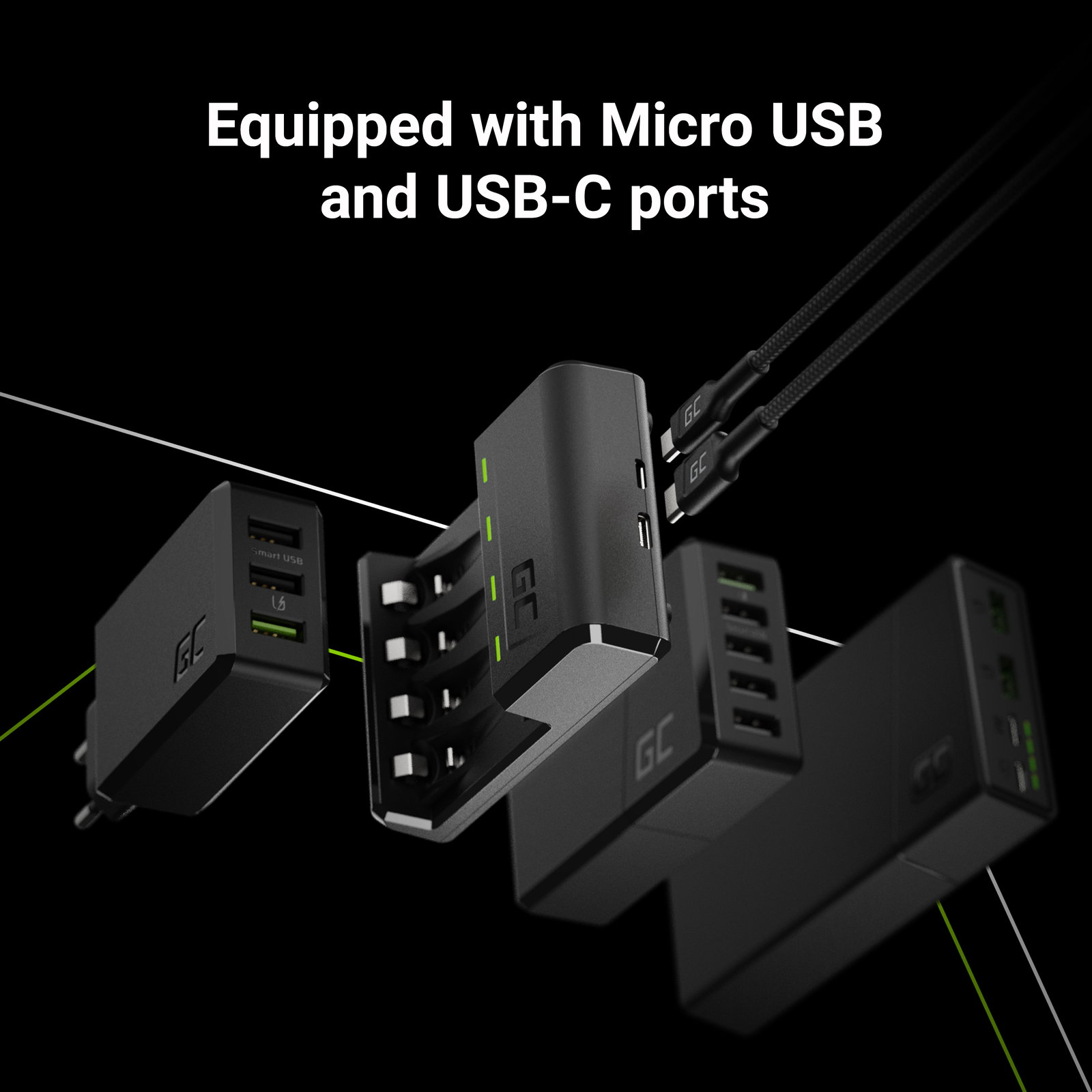 Greencell VitalCharger for Ni-MH AA & AAA Battery Micro USB & USB-C Port