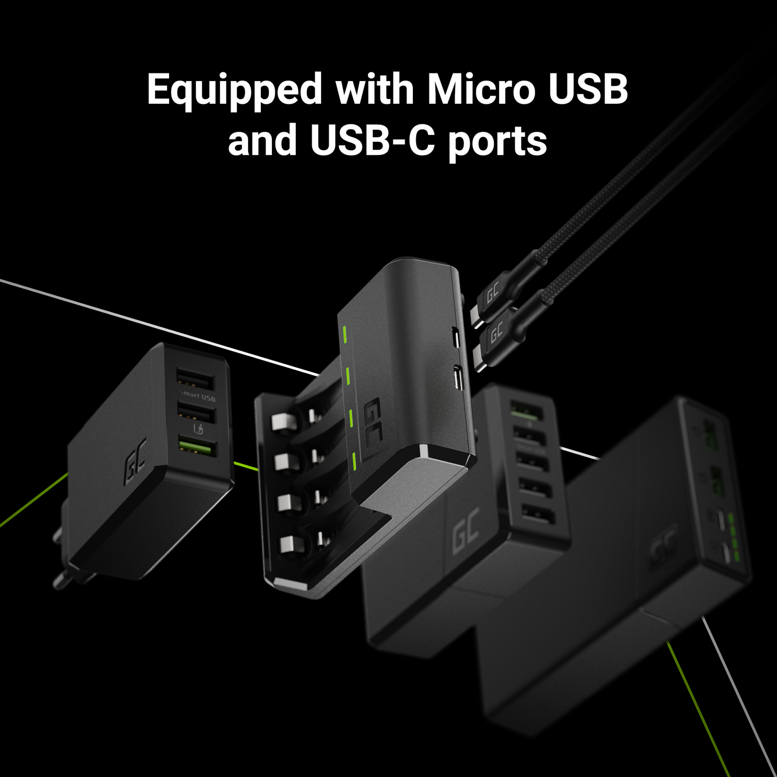 Greencell VitalCharger for Ni-MH AA & AAA Battery Micro USB & USB-C Port