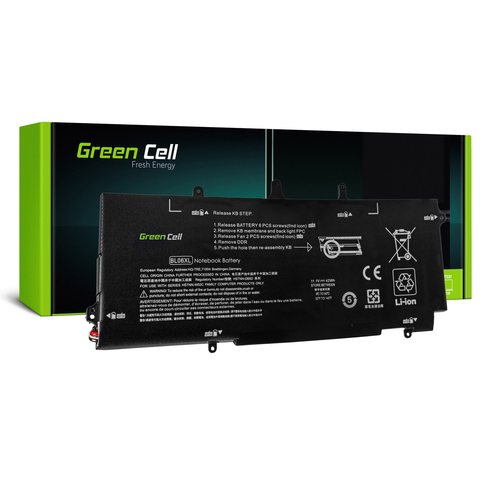 Greencell Laptop Battery for HP EliteBook Folio 1040 G1 G2 11.1V 3100mAh
