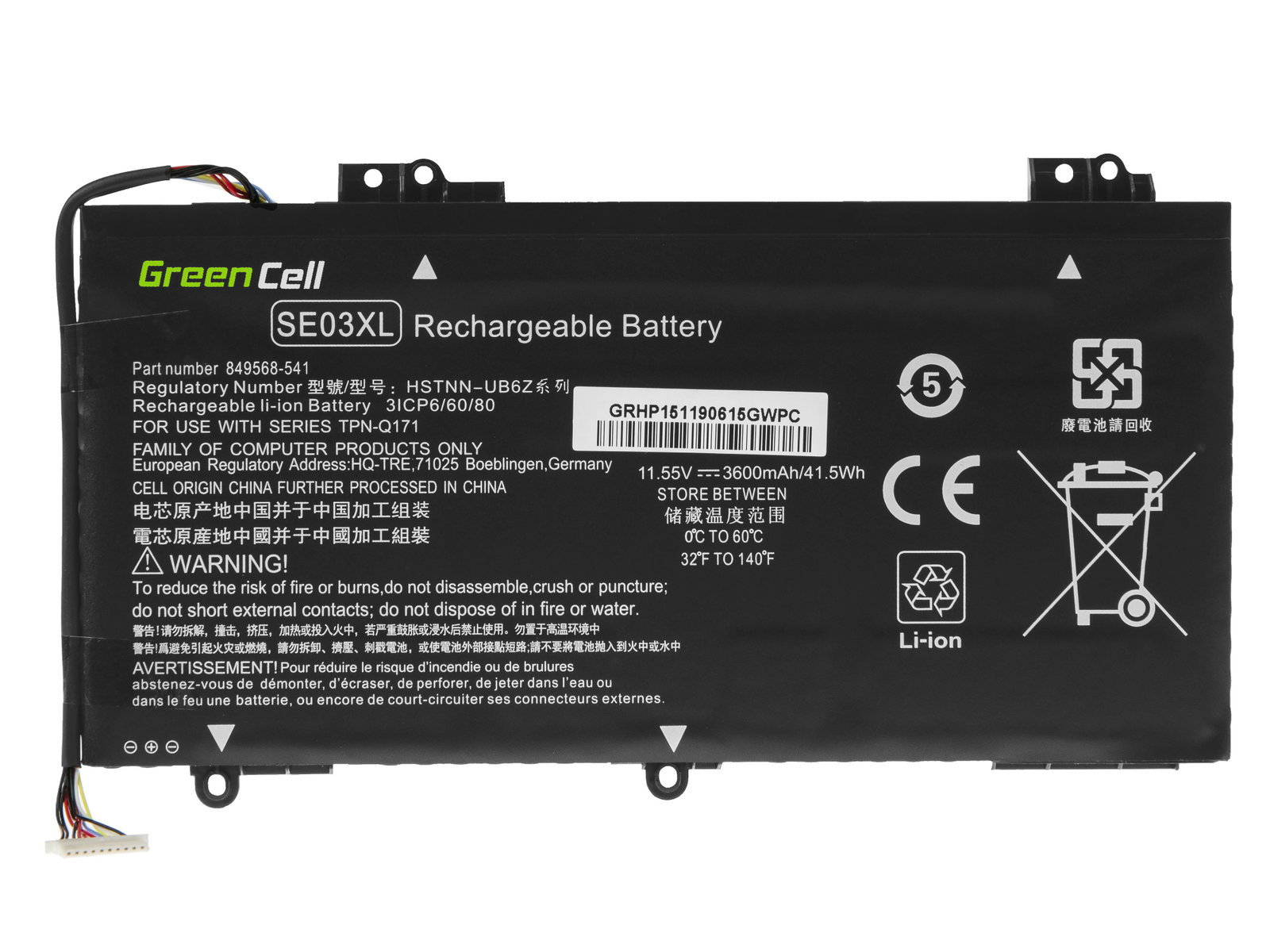Greencell Laptop Battery SE03XL for HP Pavilion 14-AL 14-AV 11.55V 3400mAh