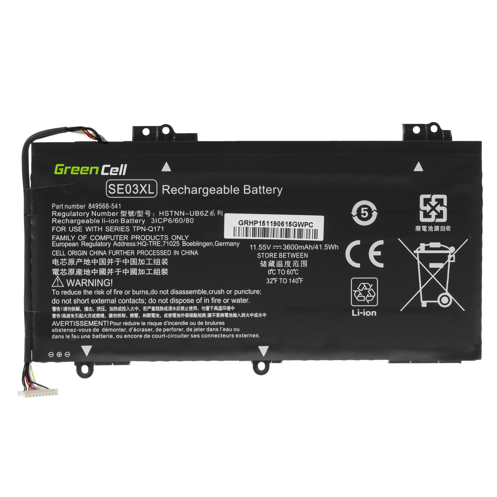 Greencell Laptop Battery SE03XL for HP Pavilion 14-AL 14-AV 11.55V 3400mAh