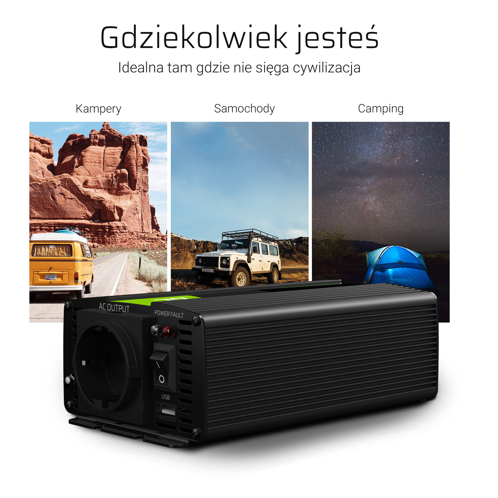 Greencell Car Voltage Inverter 24V to 230V 600W