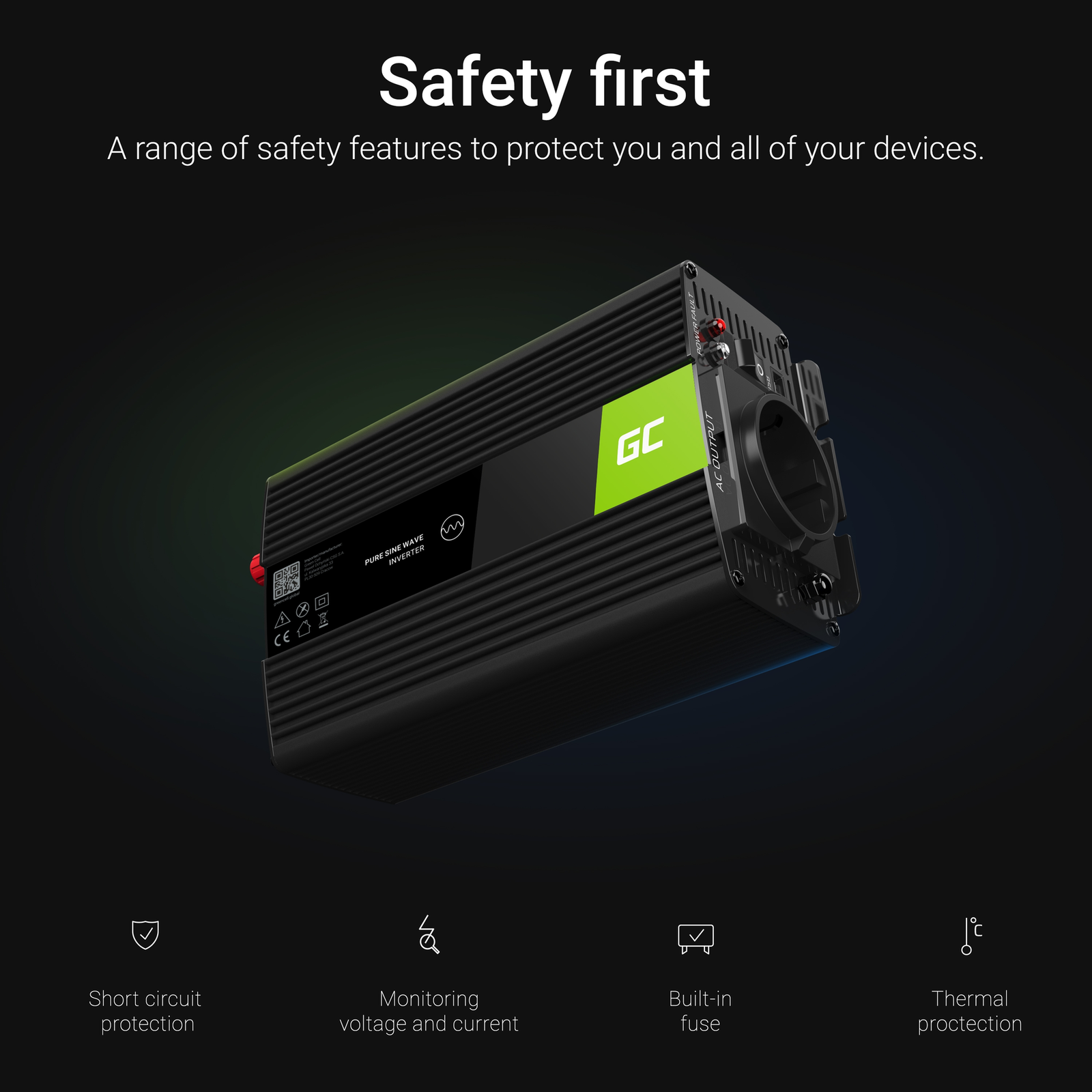 Greencell Car Voltage Inverter 12V to 230V 500W/6000W
