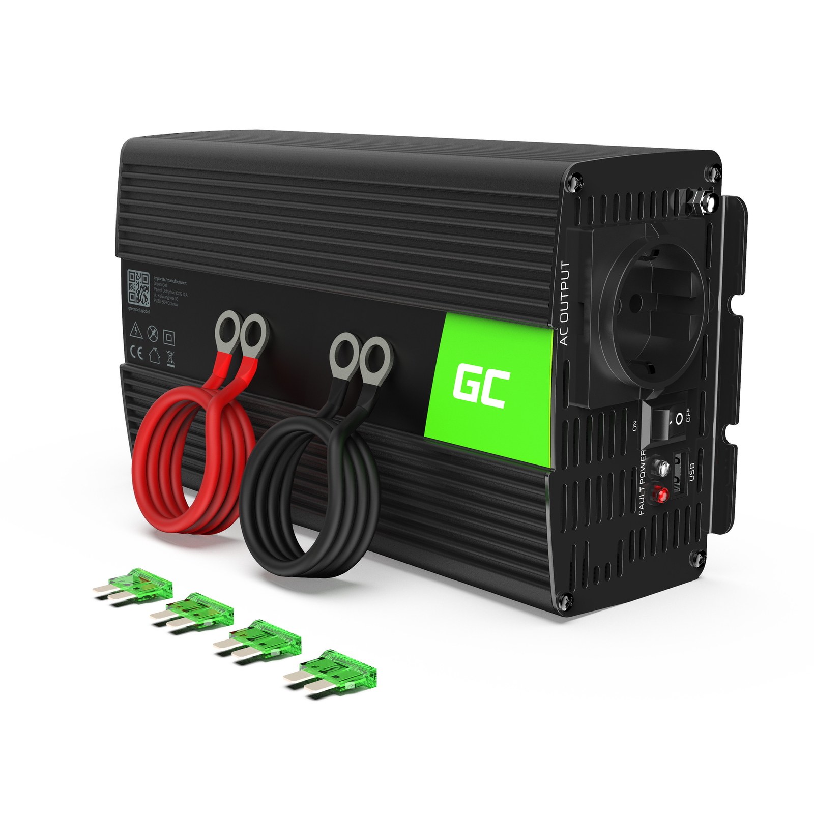 Greencell Car Voltage Inverter 12V to 230V 1000W