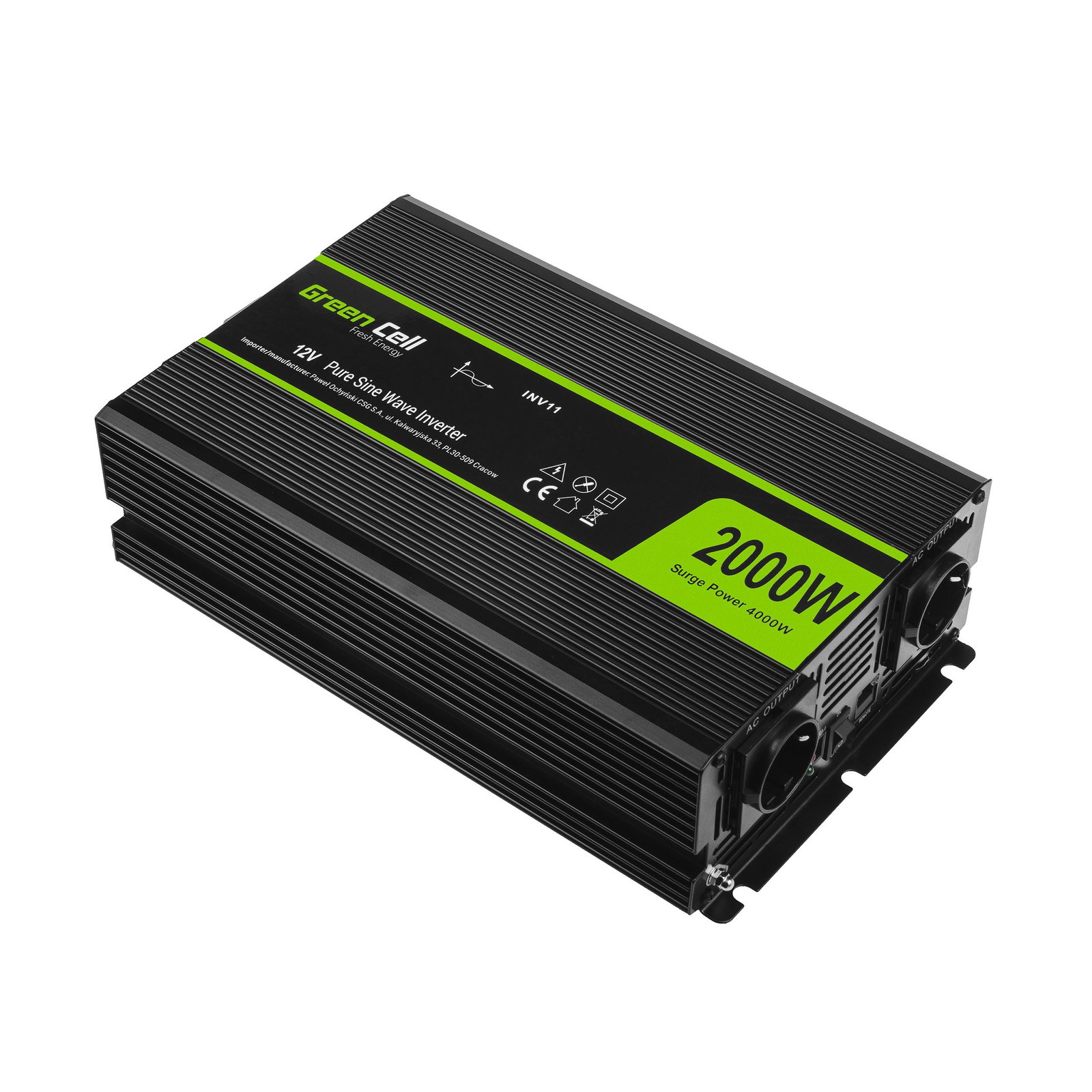 Greencell Car Voltage Inverter 12V to 230V 2000W