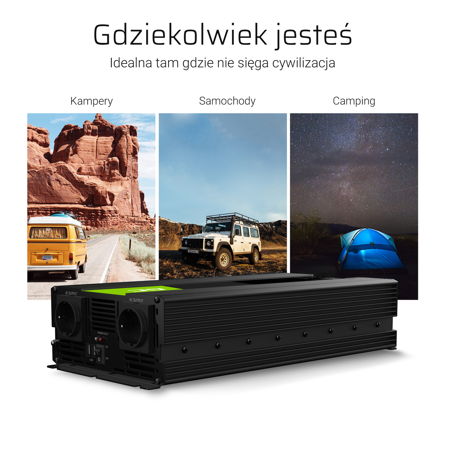 Greencell Car Voltage Inverter 12V to 230V 2000W